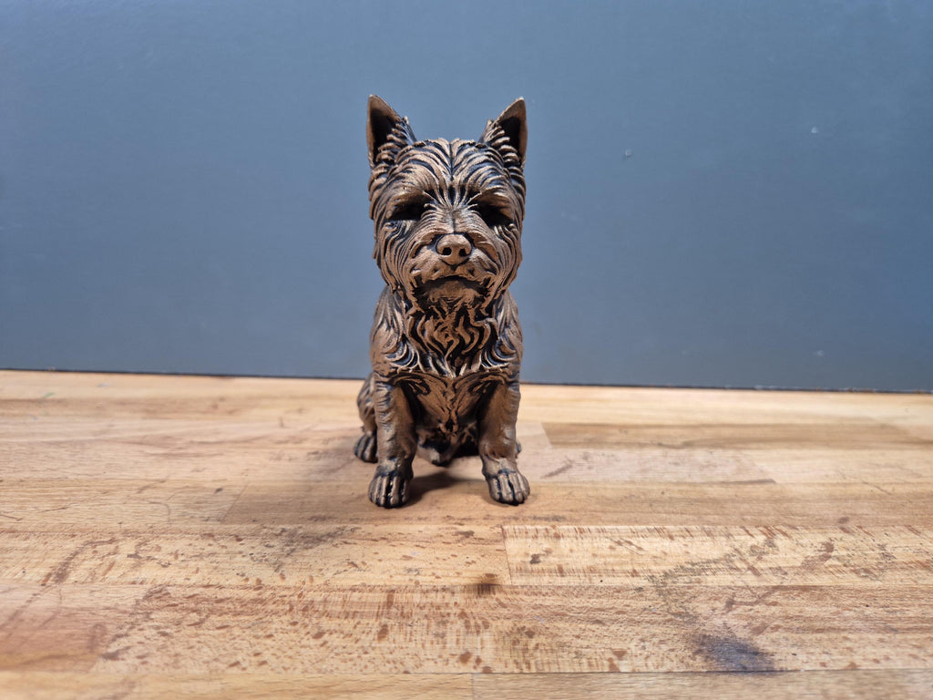 Statue Westie en Bronze Antique – Sculpture West Highland White Terrier Imprimée en 3D – Figurine Chien Décorative