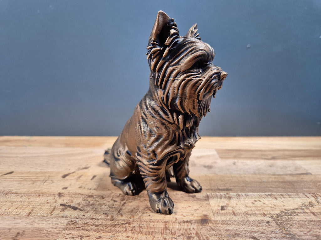 Yorkshire Terrier Statue Chien Personnalisée en Impression 3D, Décoration Intérieure Effet Bronze, Cadeau Unique pour Amoureux des Chiens