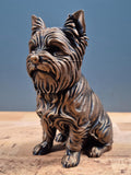 Yorkshire Terrier Statue Chien Personnalisée en Impression 3D, Décoration Intérieure Effet Bronze, Cadeau Unique pour Amoureux des Chiens