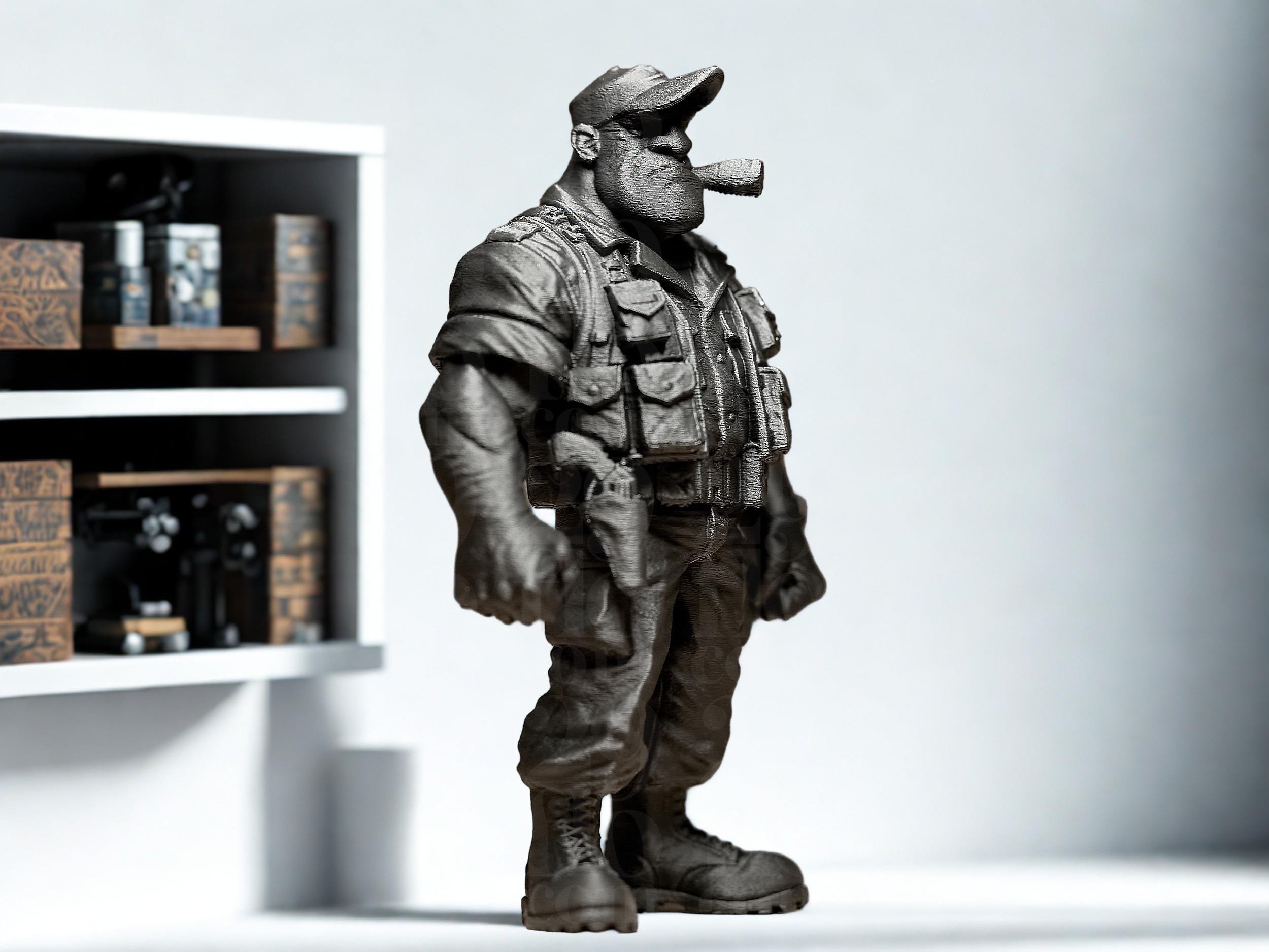 Figurine militaire 3D stylisée – statue soldat moderne – décoration bureau homme – idée cadeau original