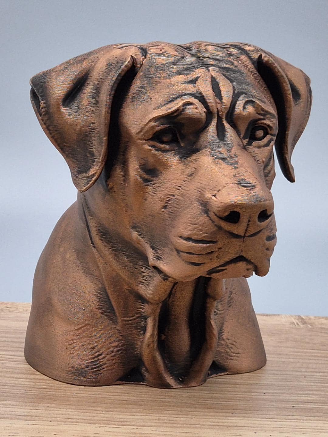 Buste chien réaliste style Bull Arab – Sculpture déco effet bronze – Buste chien fidèle et puissant