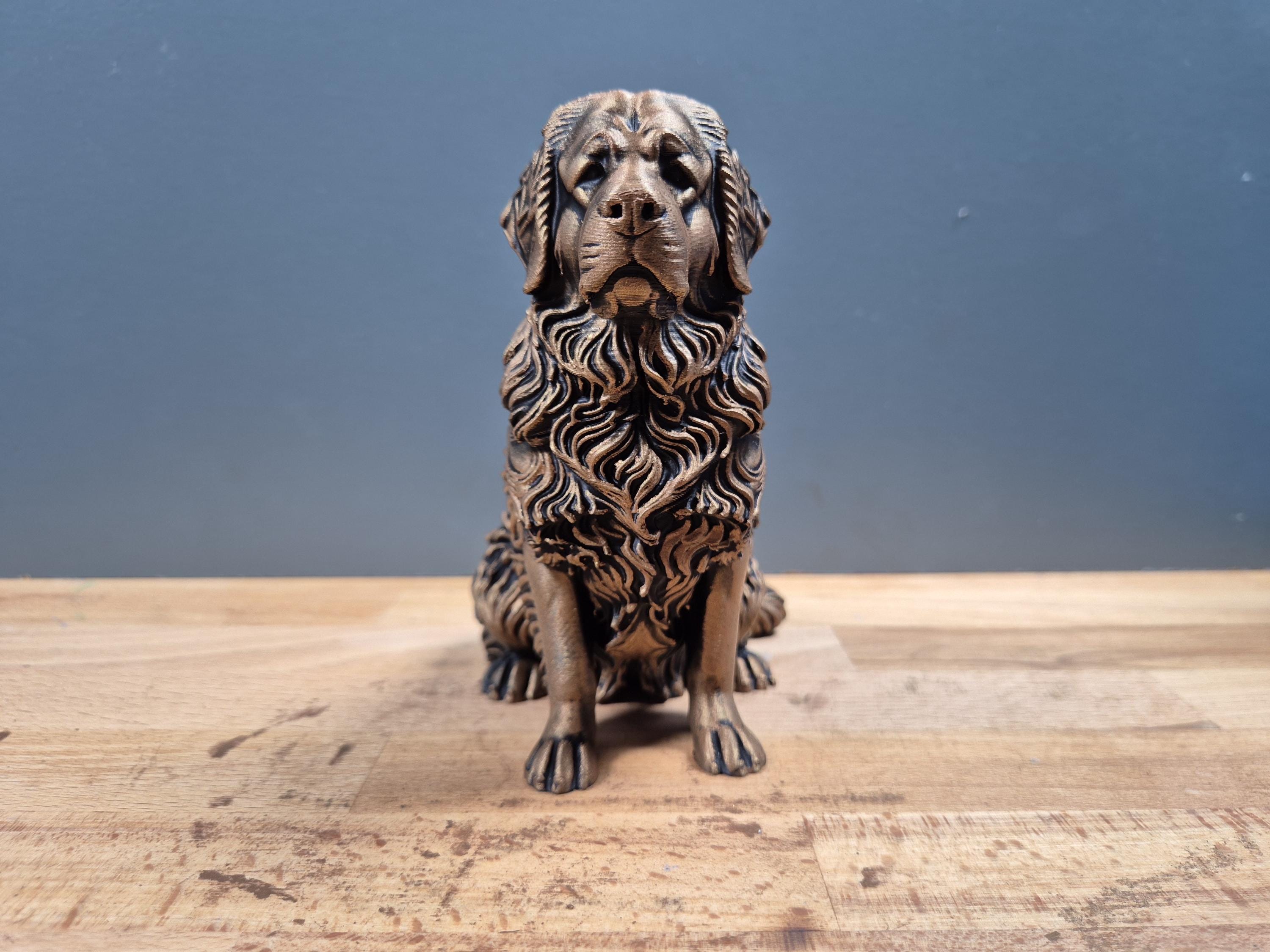 Terre-Neuve Statue Chien Personnalisée en Impression 3D, Décoration Effet Bronze, Cadeau Unique pour Amoureux des Terre-Neuve