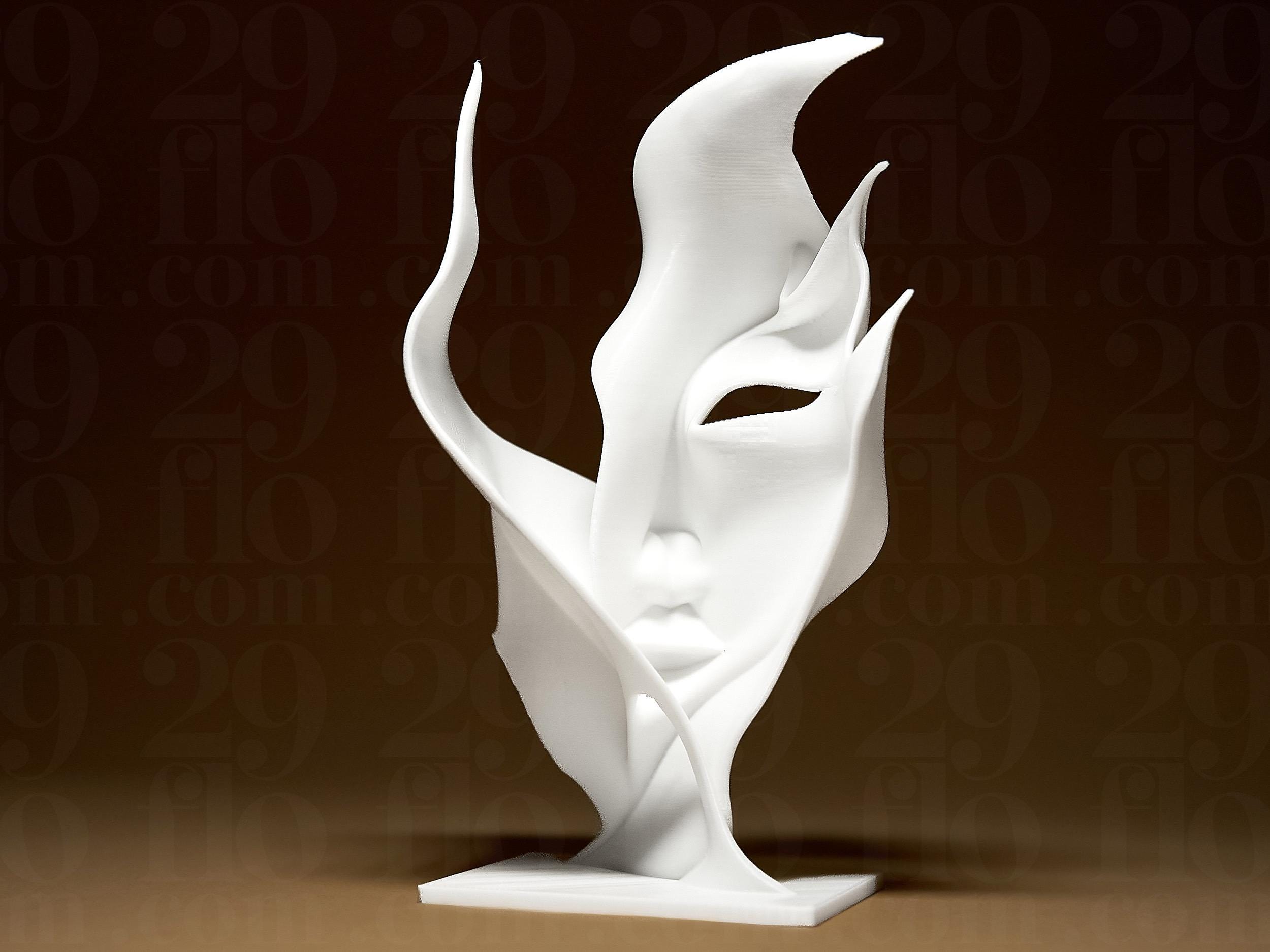 Sculpture Visage Abstrait Moderne – Statue Design Minimaliste en Impression 3D – Décoration Contemporaine Artistique