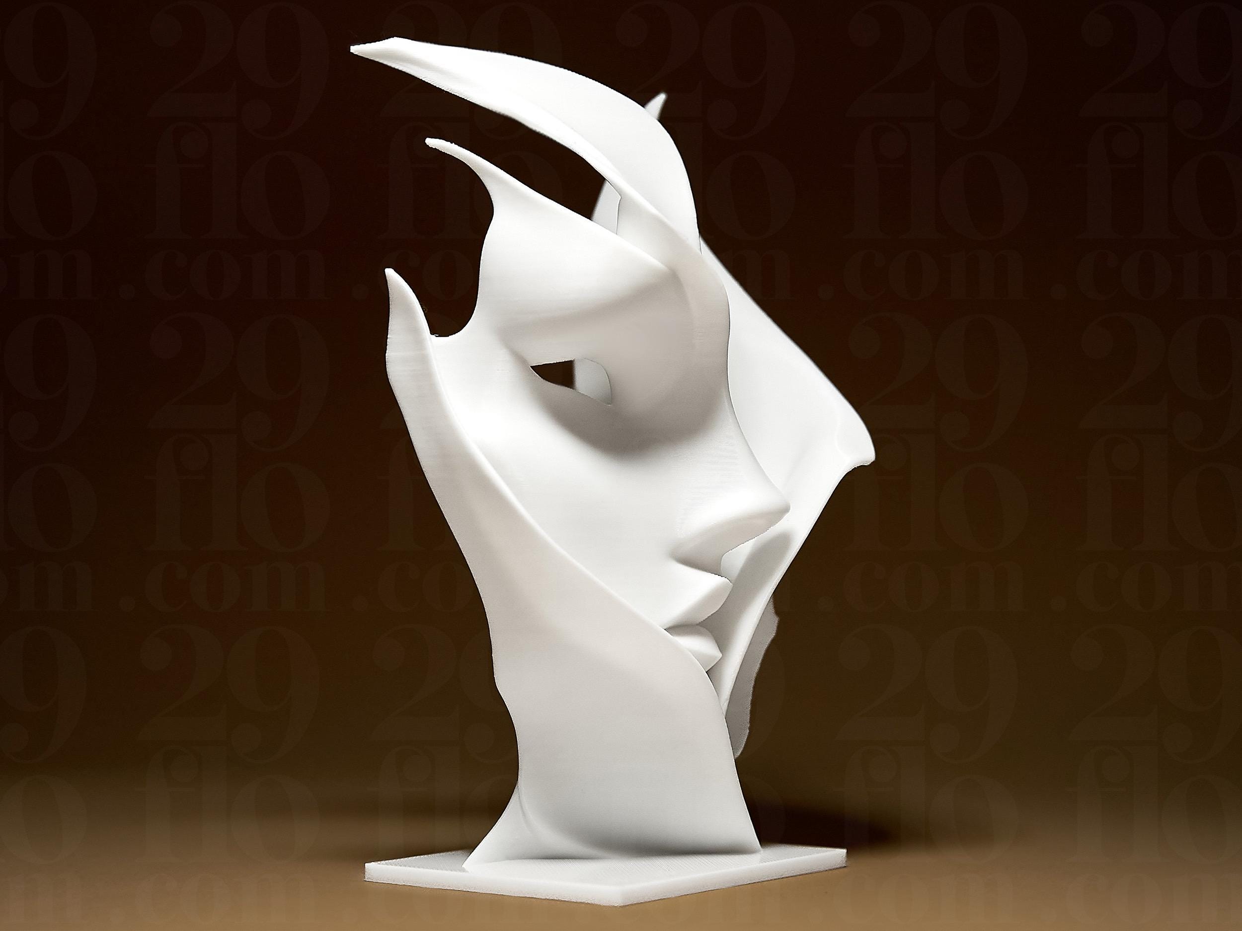 Sculpture Visage Abstrait Moderne – Statue Design Minimaliste en Impression 3D – Décoration Contemporaine Artistique
