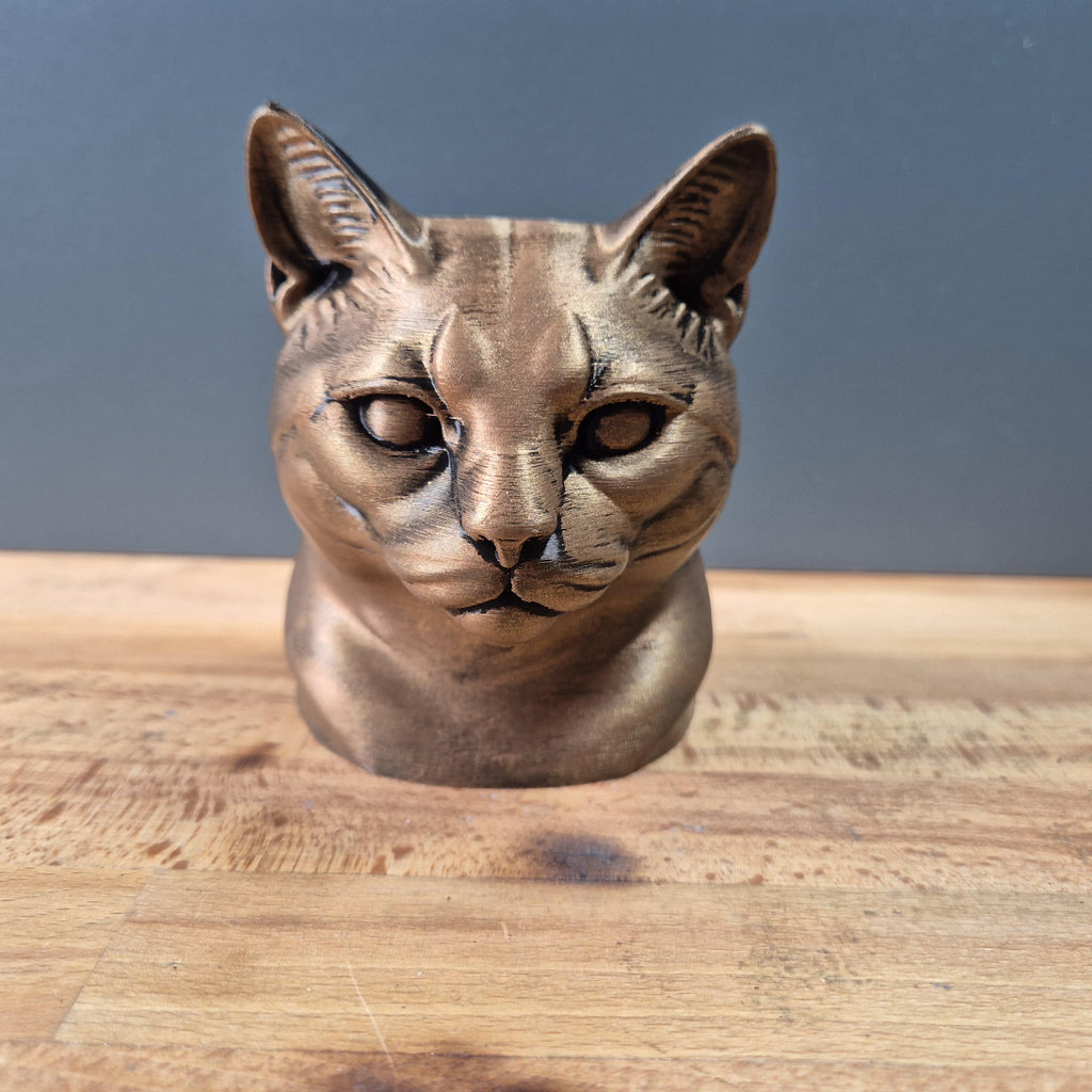 Buste de chat européen – Sculpture décorative moderne finition bronze antique | Statue design