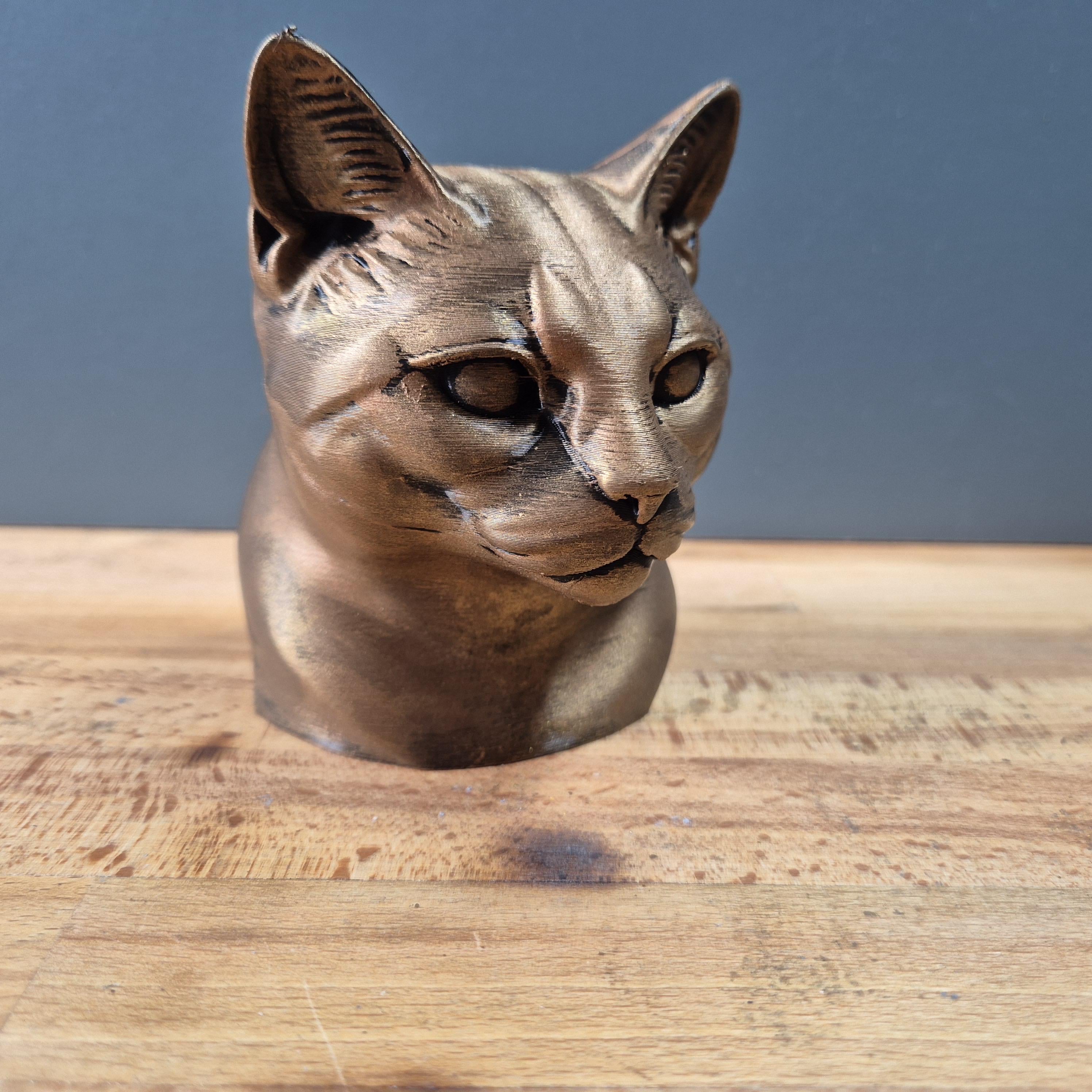 Buste de chat européen – Sculpture décorative moderne finition bronze antique | Statue design
