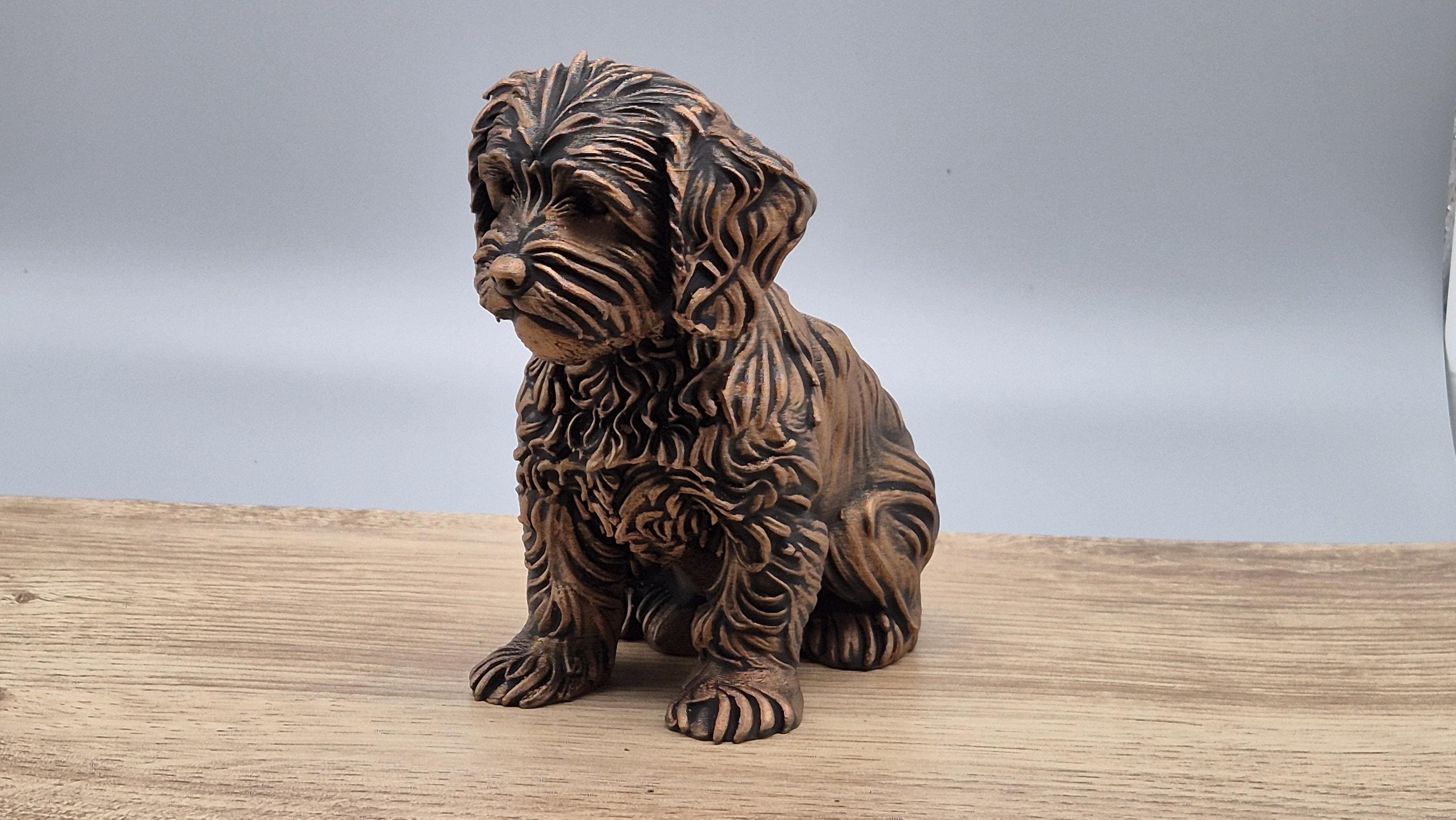 Statue chien Maltipoo – Sculpture décorative effet bronze – Chien design moderne – Idée cadeau amoureux des chiens
