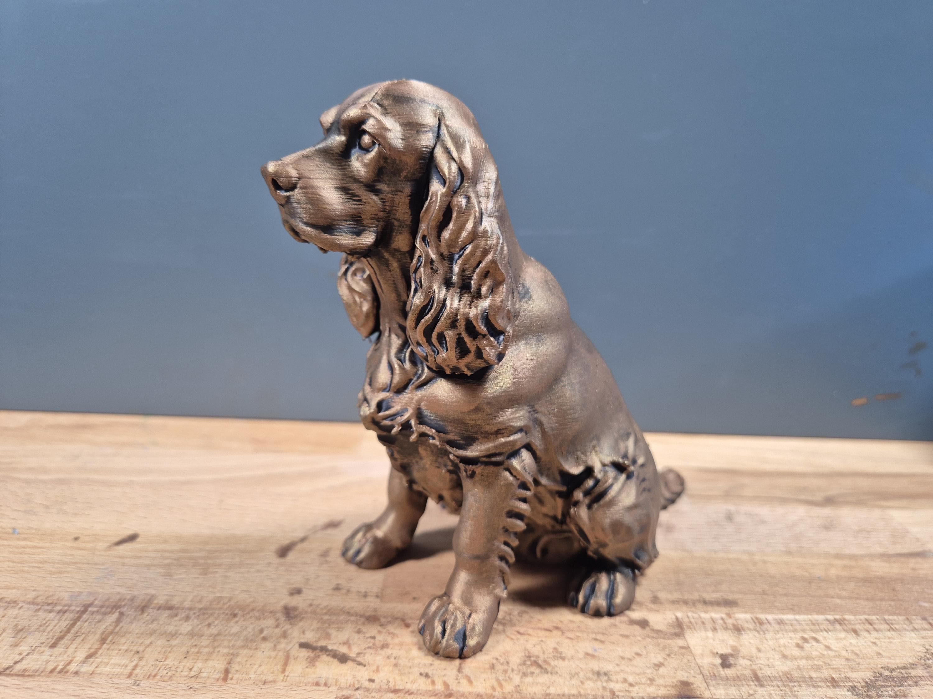 Statue Cocker Spaniel 3D – Décoration Chien Effet Bronze – Cadeau Original Amoureux des Chiens