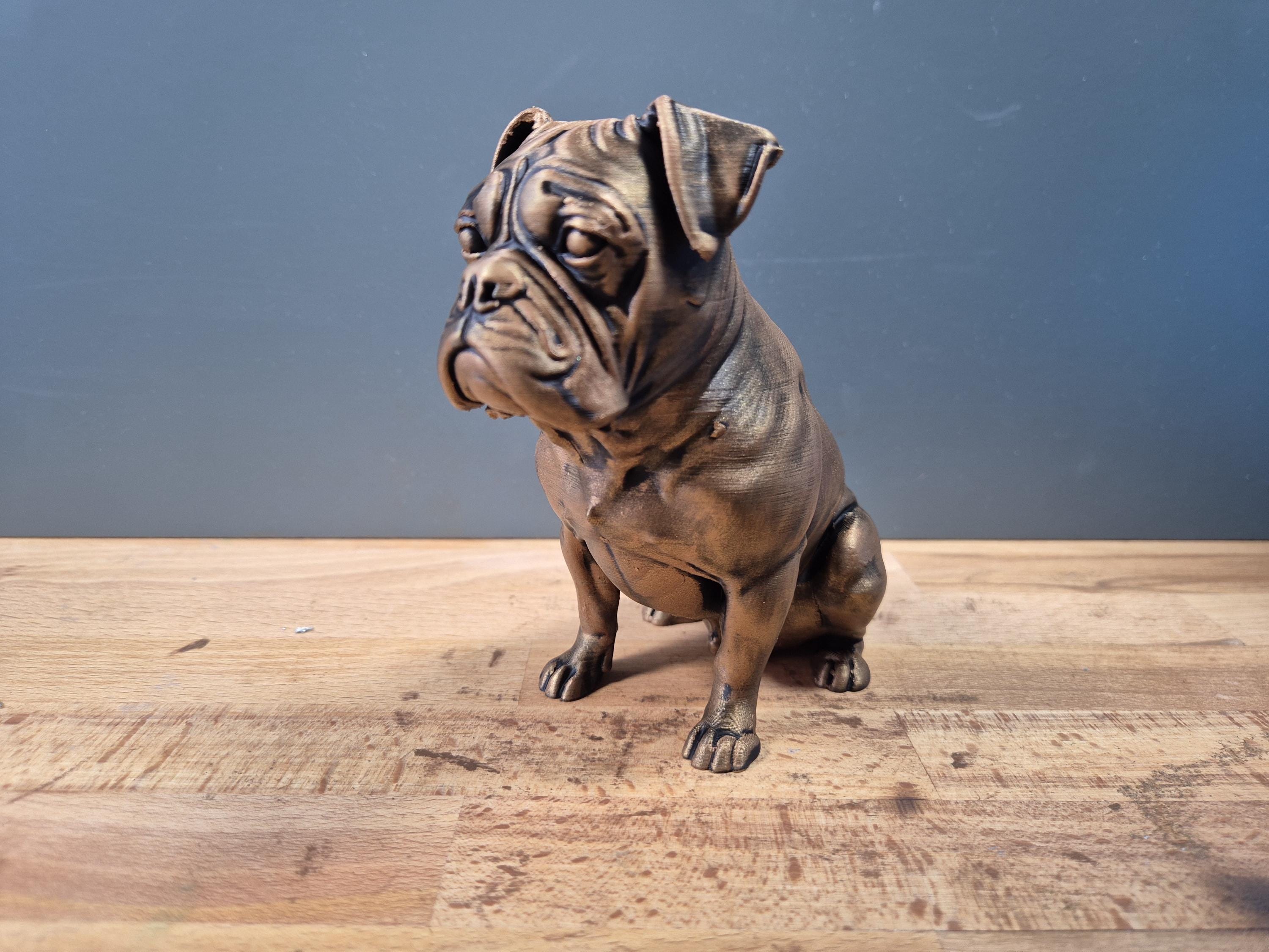 Statue Boxer -Chien décoratif effet bronze – Figurine design 3D – Idée cadeau originale déco maison
