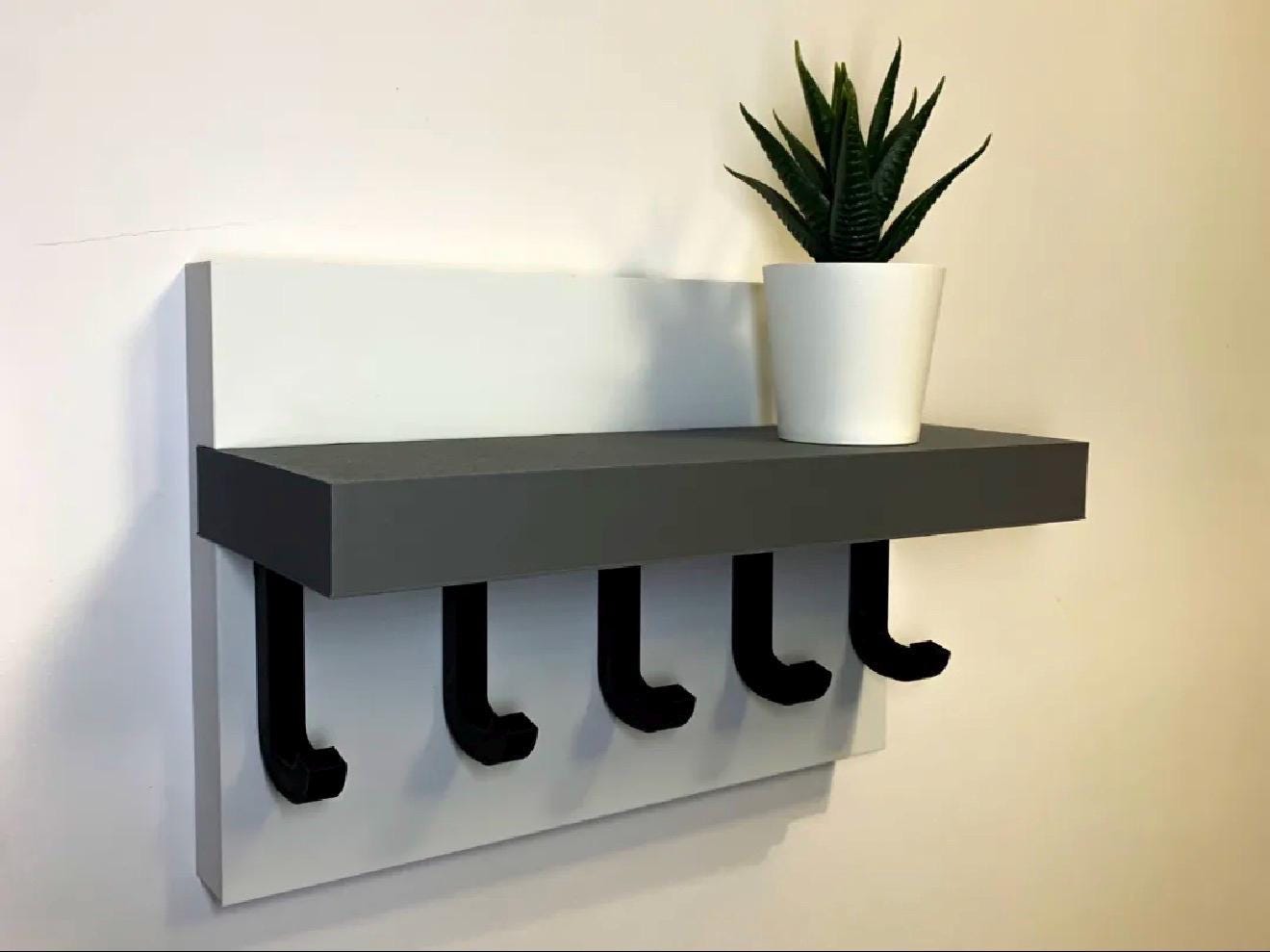 Porte-Clés Mural avec Étagère – Support Clés Design Moderne – Rangement Entrée – Décoration Maison – Idée Cadeau Utile