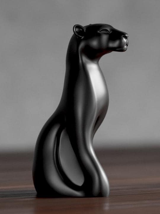 Panthère Noire Élégante – Sculpture Moderne Minimaliste