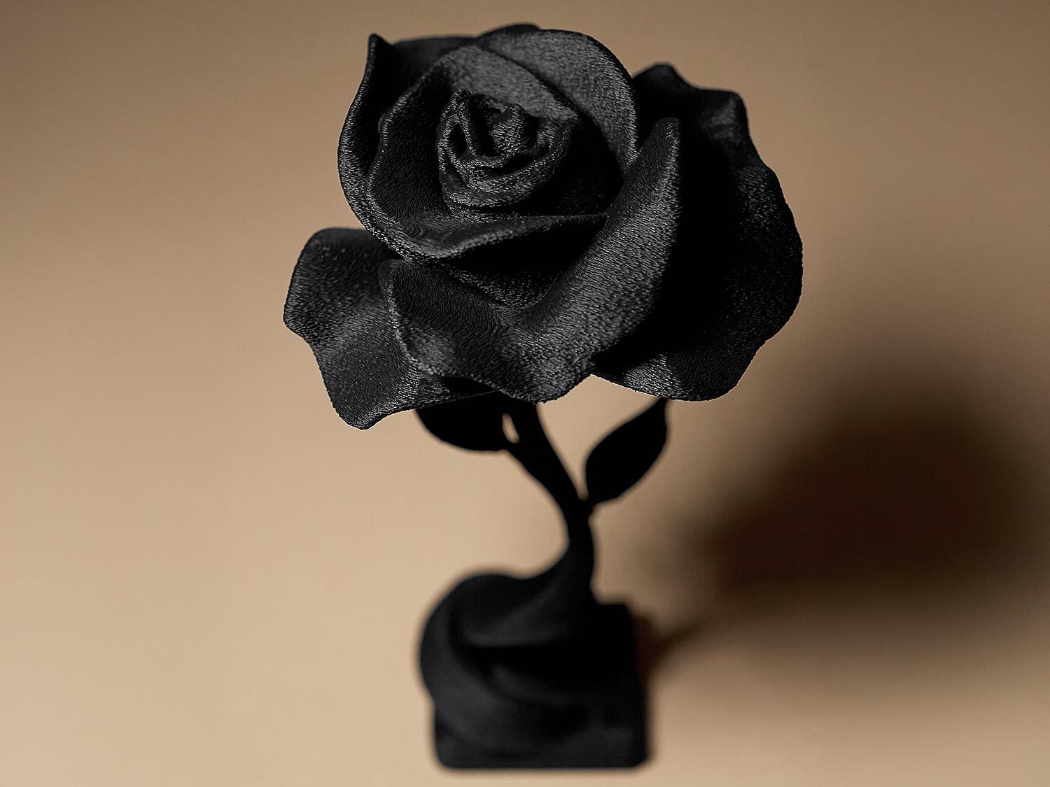Rose Noire Éternelle – Sculpture Florale Élégante en Impression 3D | Décoration Romantique et Gothique