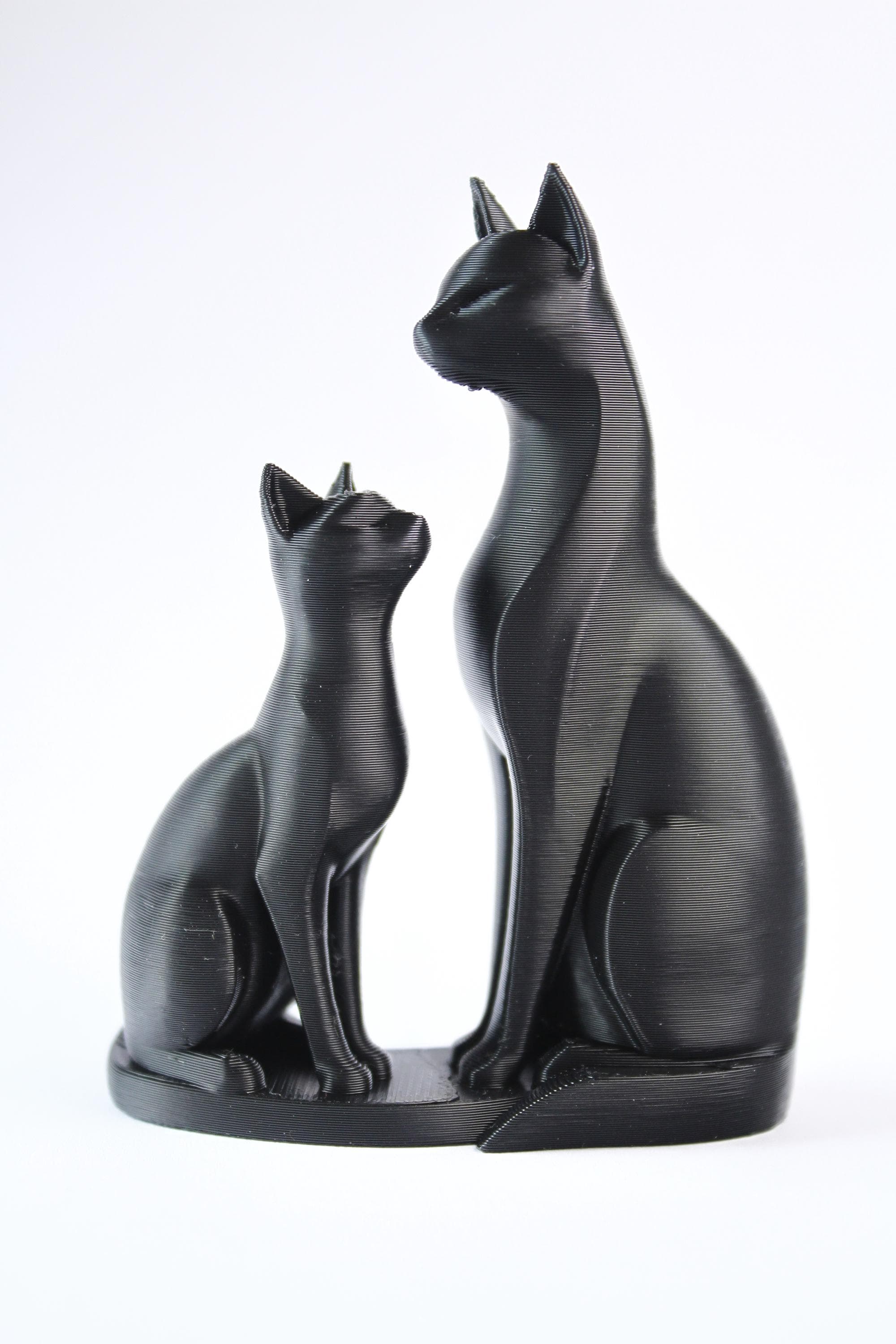 Statue Chat Mère et Chaton – Sculpture Moderne Minimaliste – Décoration Élégante pour Amoureux des Chats – Cadeau Original