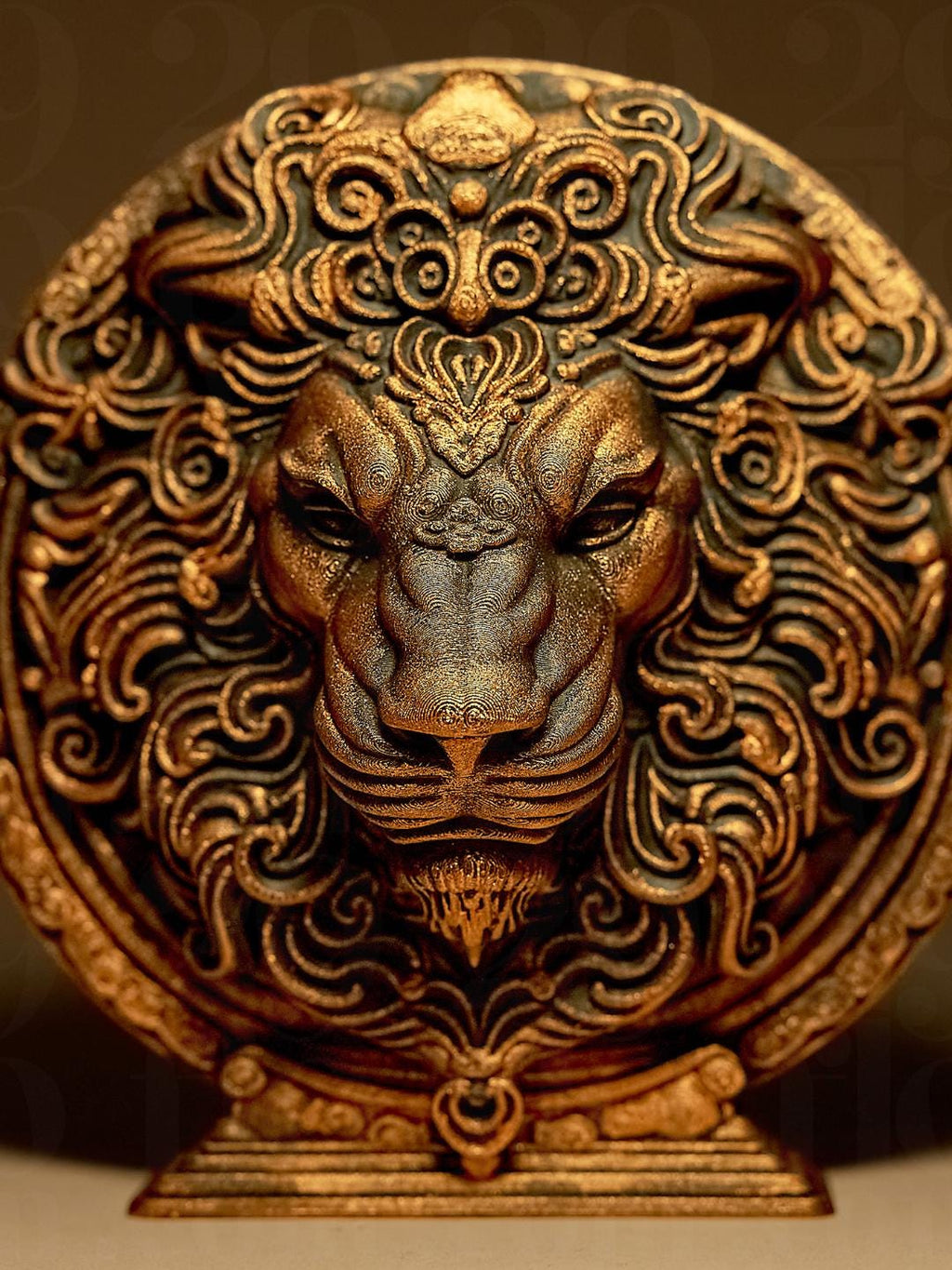 Astro Lion – Sculpture du Signe du Zodiaque Lion – Statue Décorative Bronze Antique – Impression 3D Artisanale – Cadeau Astrologique