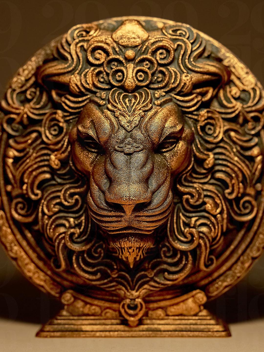 Astro Lion – Sculpture du Signe du Zodiaque Lion – Statue Décorative Bronze Antique – Impression 3D Artisanale – Cadeau Astrologique