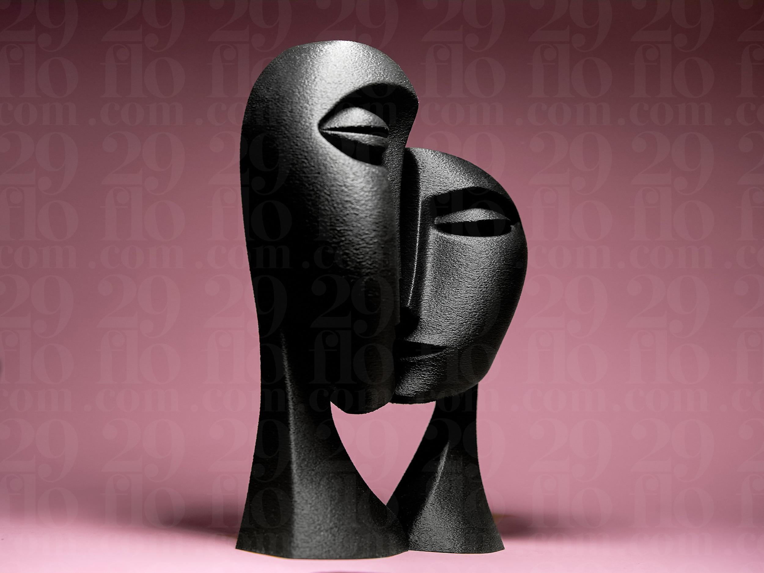 Sculpture Couple Abstrait – Décoration Moderne Minimaliste – Visages Artistiques – Cadeau Romantique Unique