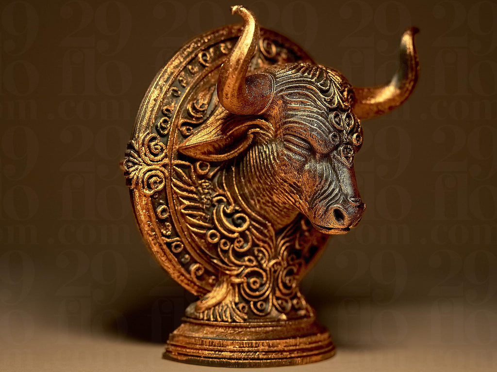 Taureau Astrologique – Statue Signe du Zodiaque Taureau en Impression 3D – Décoration Mystique Bronze – Cadeau Astrologie