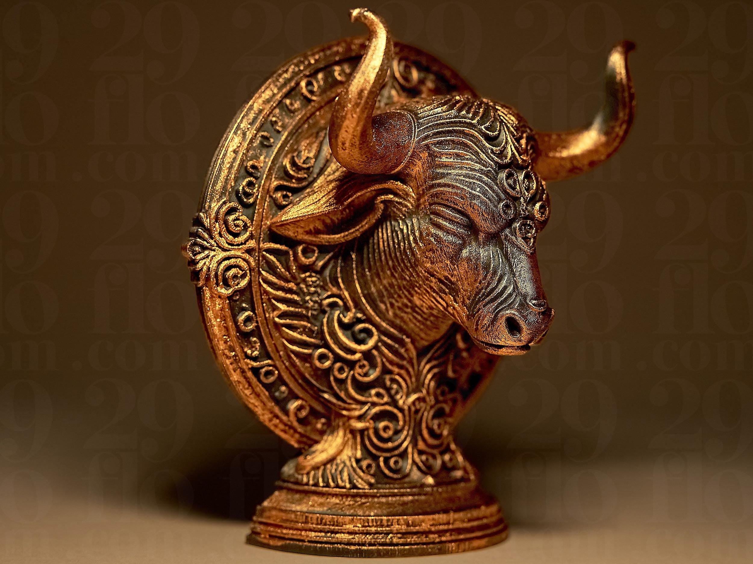 Taureau Astrologique – Statue Signe du Zodiaque Taureau en Impression 3D – Décoration Mystique Bronze – Cadeau Astrologie