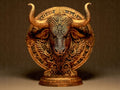 Taureau Astrologique – Statue Signe du Zodiaque Taureau en Impression 3D – Décoration Mystique Bronze – Cadeau Astrologie