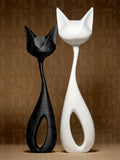 Modern Cat Statue Minimalist Decor Black & White Sculpture – Abstract Cat Figurine – Home Decor Gift Idea for Cat Lovers
