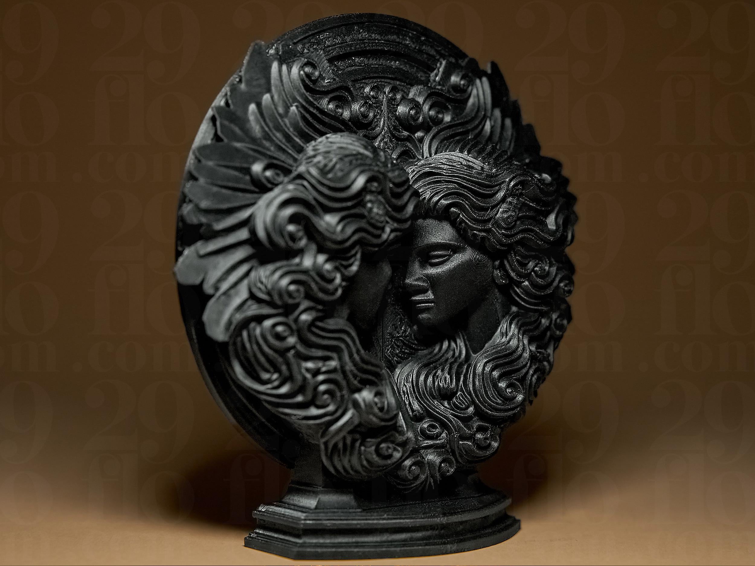 Gémeaux Astrologique – Statue Signe du Zodiaque Gémeaux en Impression 3D – Décoration Mystique Effet Bronze – Cadeau Astrologie
