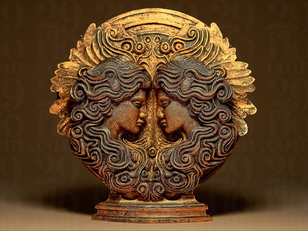 Gémeaux Astrologique – Statue Signe du Zodiaque Gémeaux en Impression 3D – Décoration Mystique Effet Bronze – Cadeau Astrologie