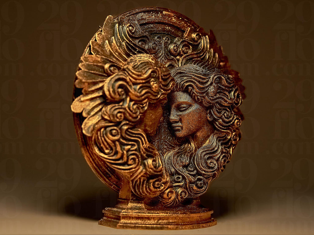 Gémeaux Astrologique – Statue Signe du Zodiaque Gémeaux en Impression 3D – Décoration Mystique Effet Bronze – Cadeau Astrologie