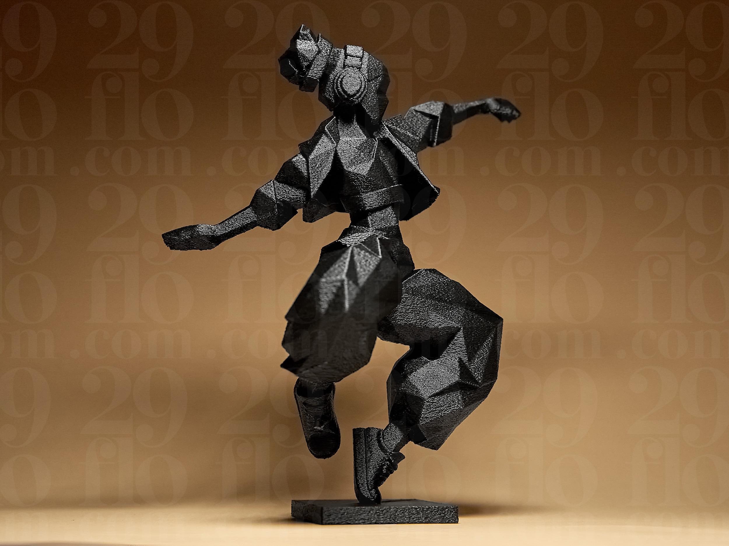 Statue danseur hip-hop moderne – Sculpture géométrique design – Décoration urbaine minimaliste – Cadeau original danse