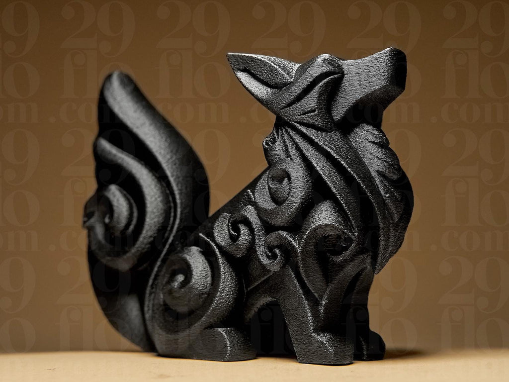 Statue renard décoratif – Sculpture animal design – Objet déco moderne – Renard stylisé noir – Décoration intérieure originale