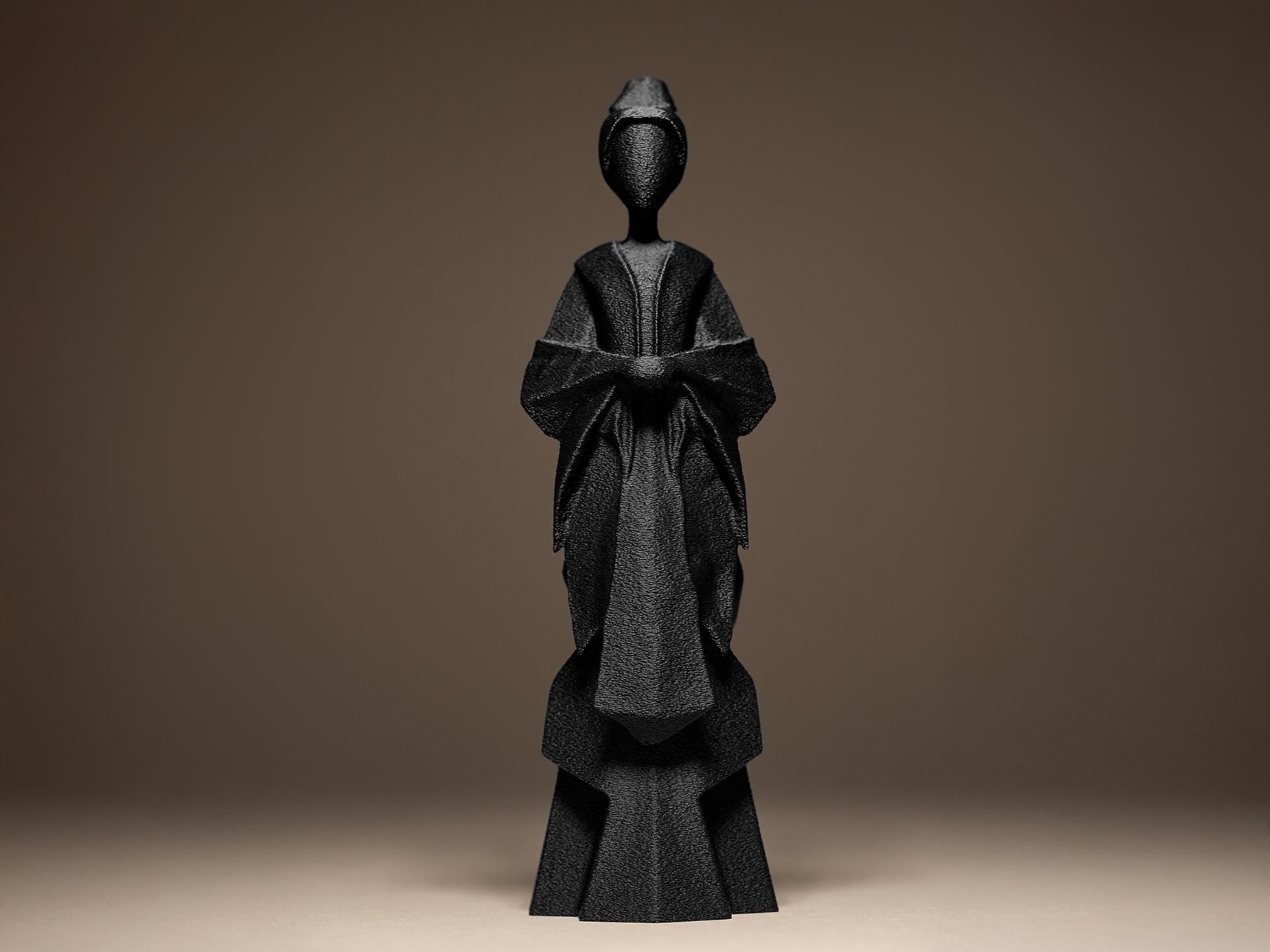 Statue Geisha Minimaliste – Sculpture Japonaise Moderne en Impression 3D – Décoration Zen et Élégante – Style Origami