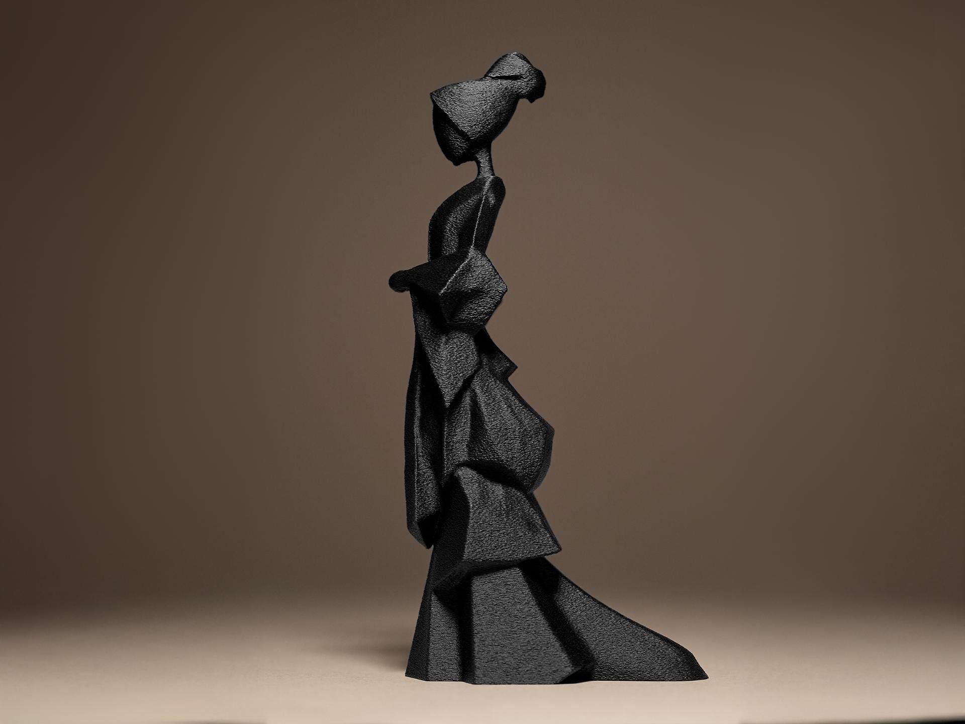 Statue Geisha Minimaliste – Sculpture Japonaise Moderne en Impression 3D – Décoration Zen et Élégante – Style Origami