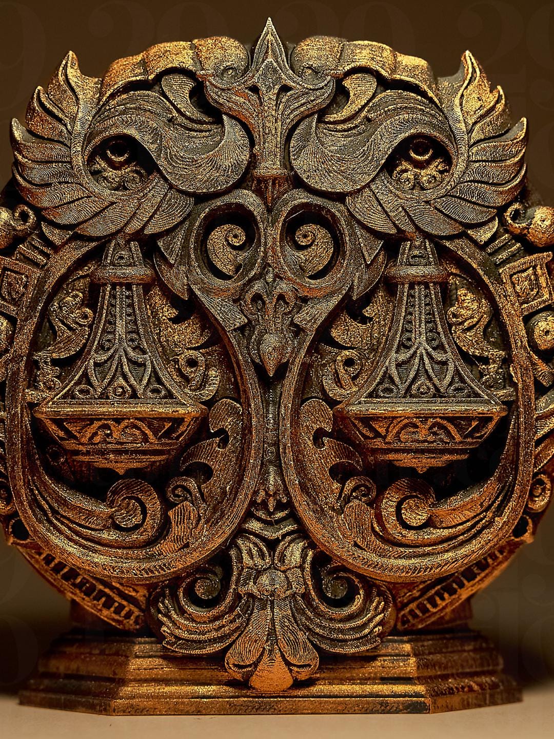 Statue Balance du Zodiaque – Sculpture Astrologique en Relief – Décoration Mystique Effet Bronze – Impression 3D Artisanale