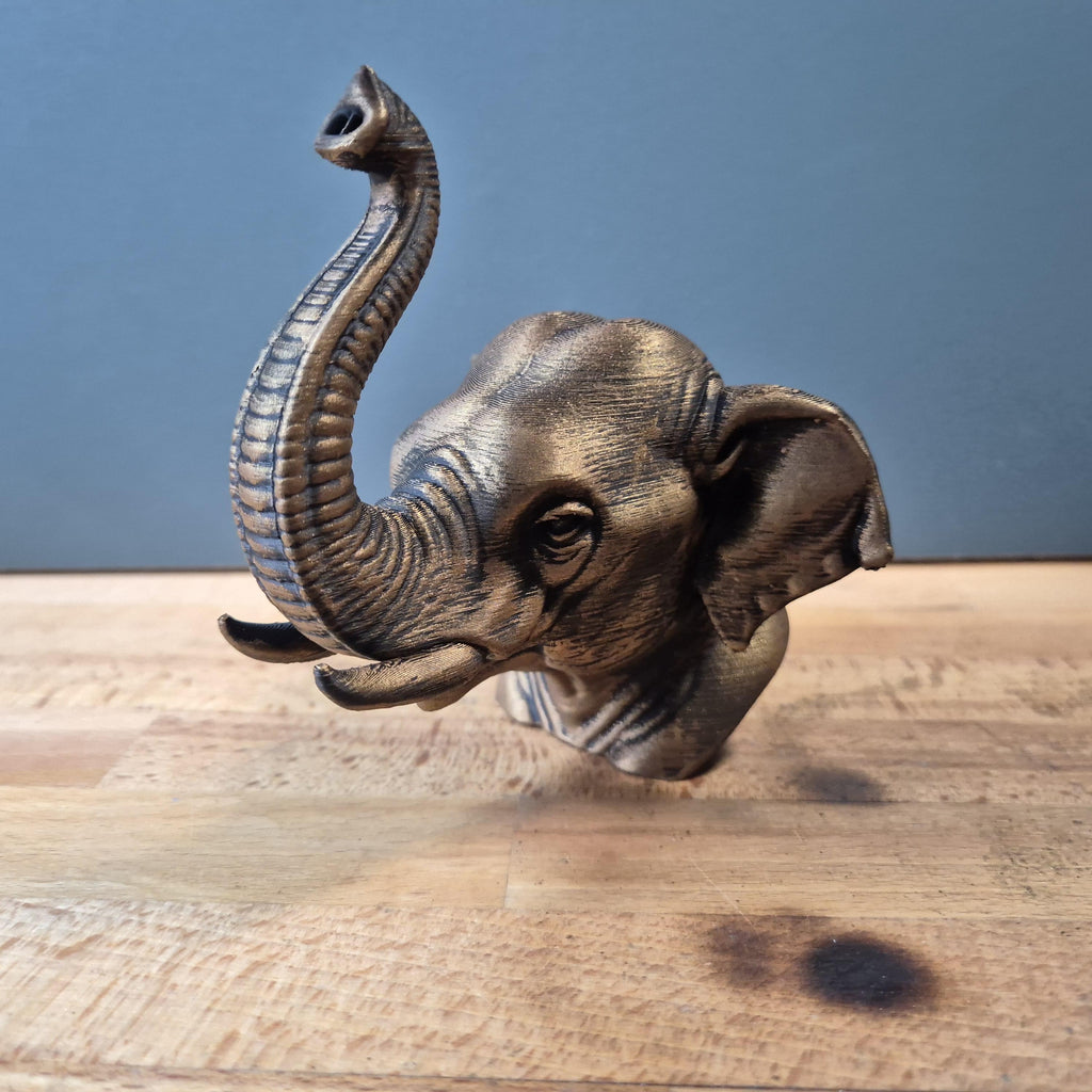 Tête d’éléphant décorative – Statue effet bronze – Sculpture animale moderne – Décoration intérieure élégante – Objet déco nature