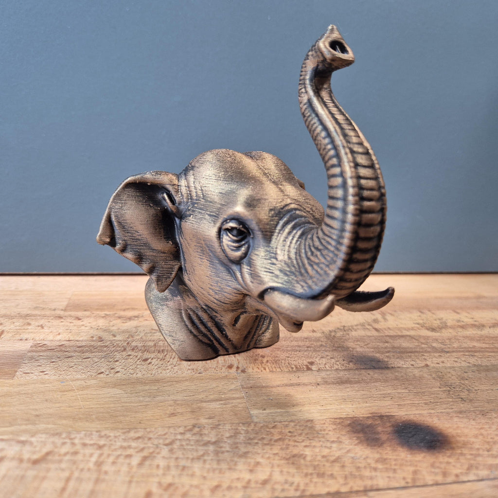 Tête d’éléphant décorative – Statue effet bronze – Sculpture animale moderne – Décoration intérieure élégante – Objet déco nature