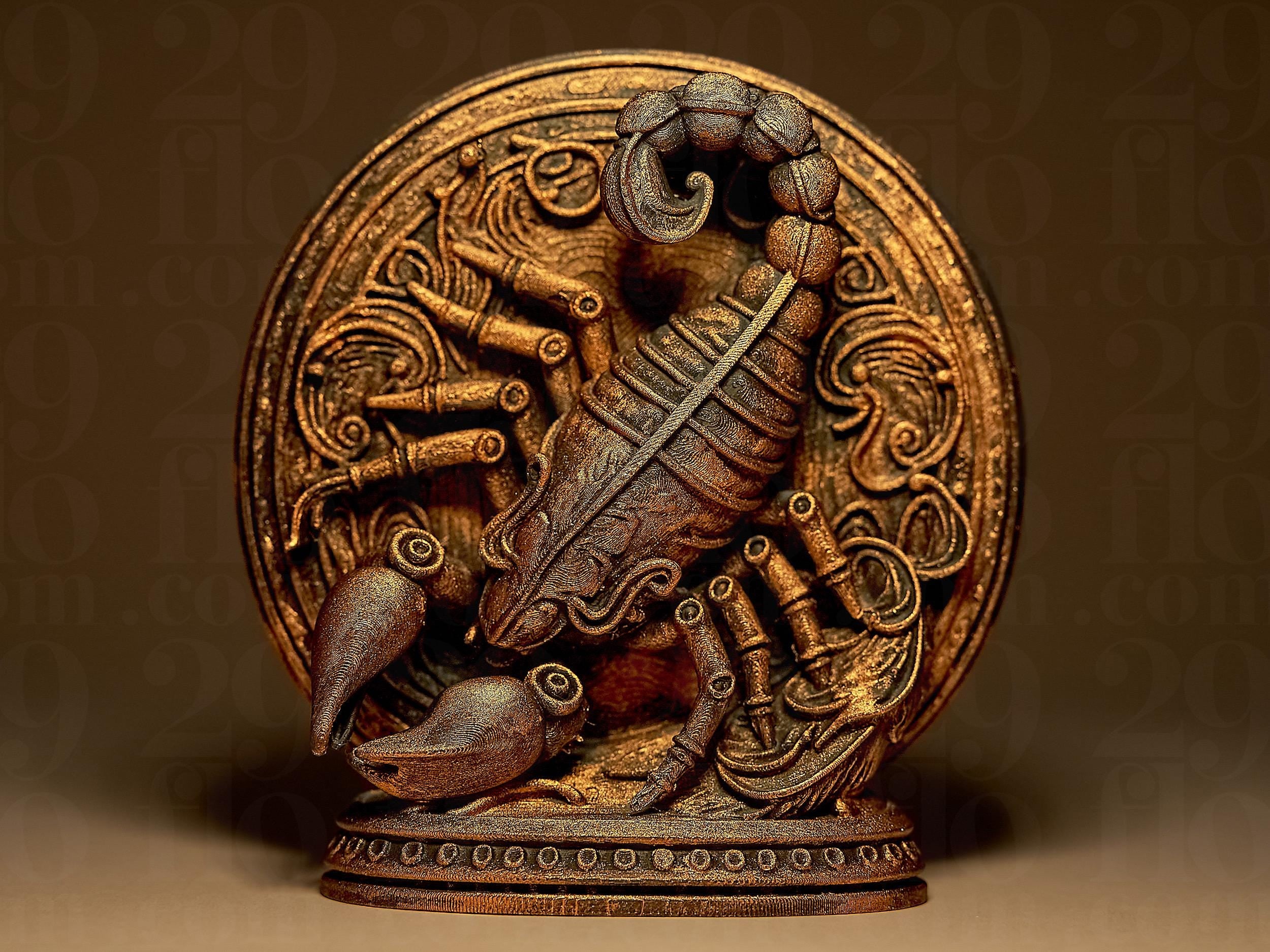 Scorpion Astrologique – Statue Signe du Zodiaque Scorpion en Impression 3D – Décoration Mystique Effet Bronze – Cadeau Astrologie