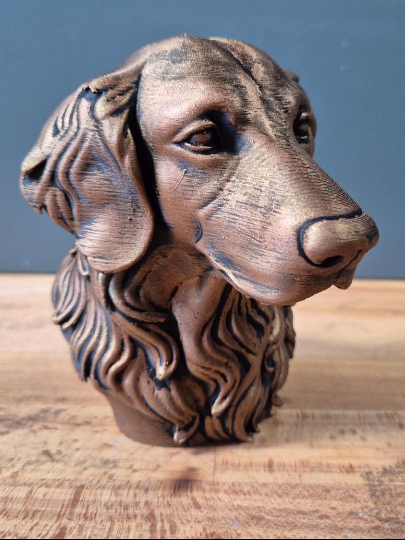 Buste Golden Retriever décoratif – Statue chien fidèle – Sculpture effet bronze – Décoration maison – Cadeau amoureux des chiens
