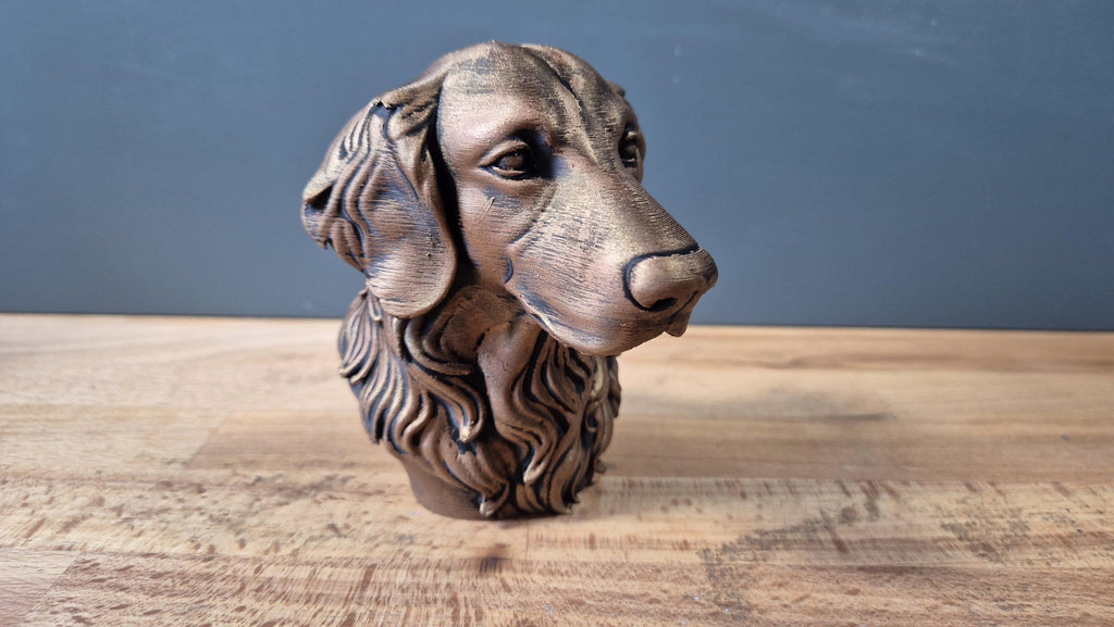 Buste Golden Retriever décoratif – Statue chien fidèle – Sculpture effet bronze – Décoration maison – Cadeau amoureux des chiens
