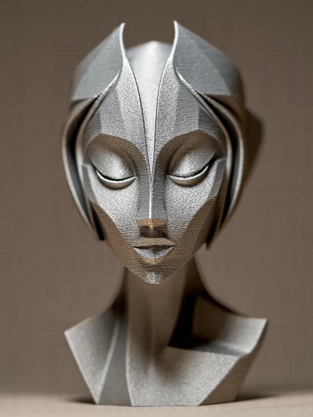 Sculpture visage abstrait moderne | Décoration design minimaliste | Statue effet métal | Art contemporain | Cadeau original