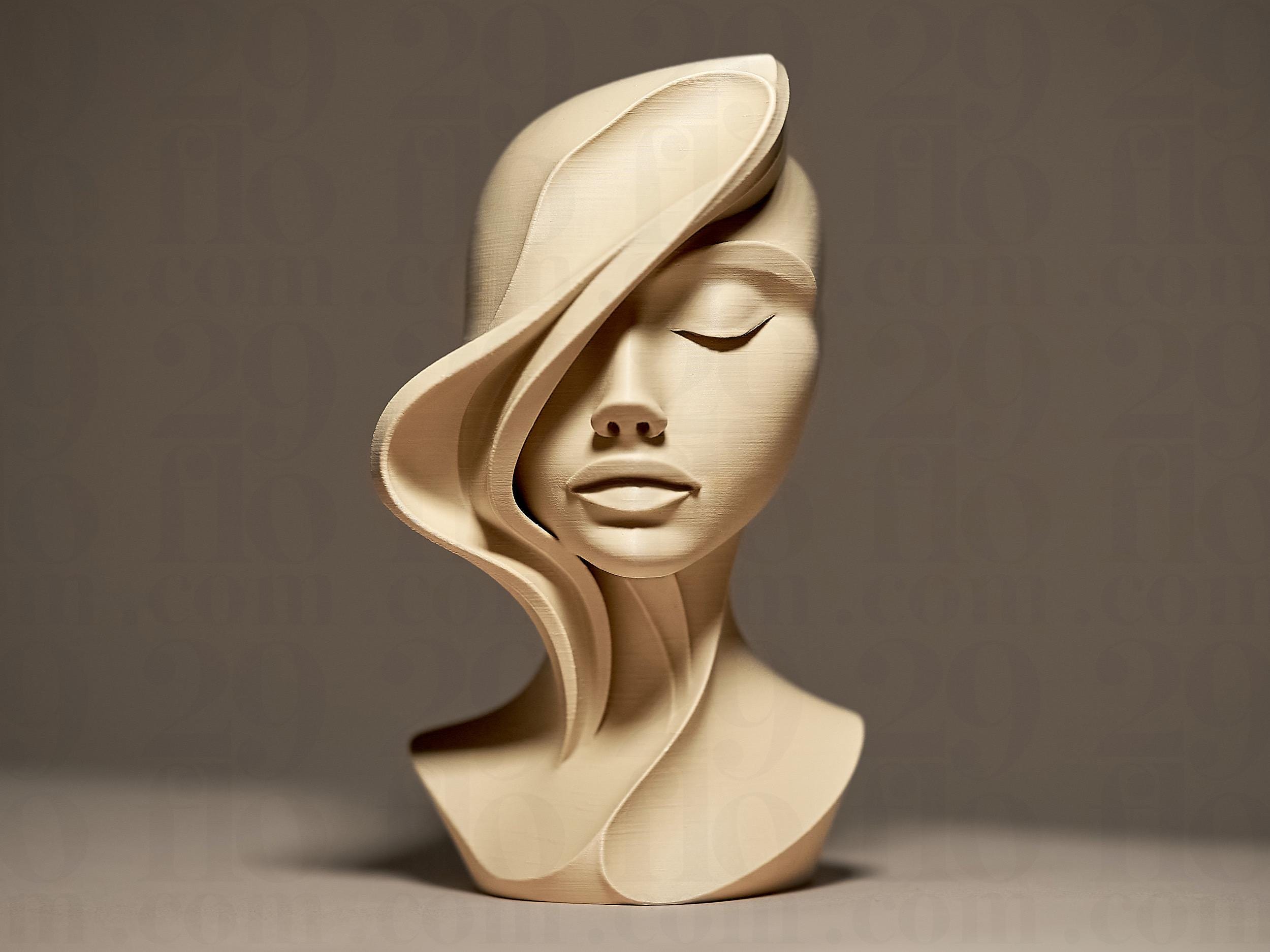 Sculpture Femme Abstraite Minimaliste – Statue Visage Moderne – Décoration Intérieure Design – Objet Déco Élégant – Cadeau Artistique