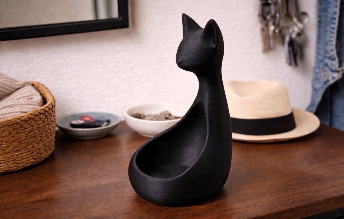 Vide-Poche Chat Design Moderne – Organiseur pour Clés – Décoration Minimaliste Imprimée en 3D – Cadeau Original pour Amoureux des Chats