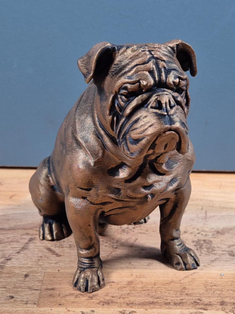 Sculpture Bulldog Anglais Design – Statue Décorative Haut de Gamme Imprimée en 3D Effet Bronze