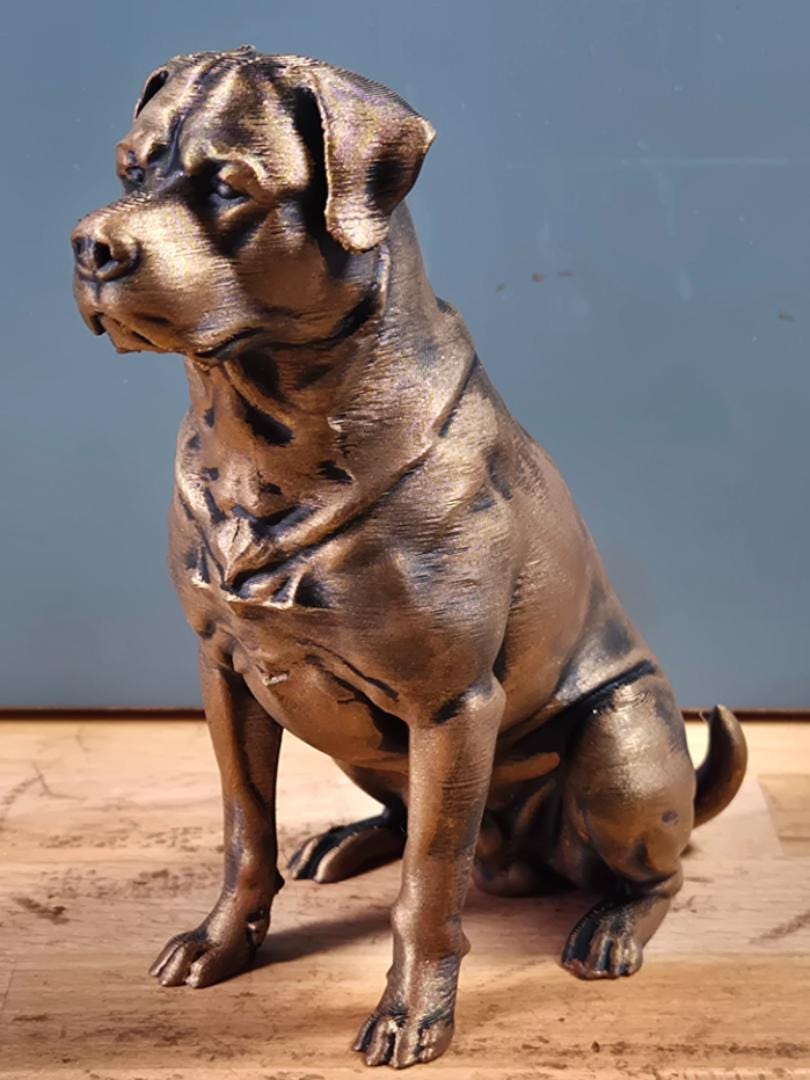 Statue Rottweiler Bronze – Sculpture Chien Moderne en Impression 3D | Décoration Élégante & Cadeau Passion Chien