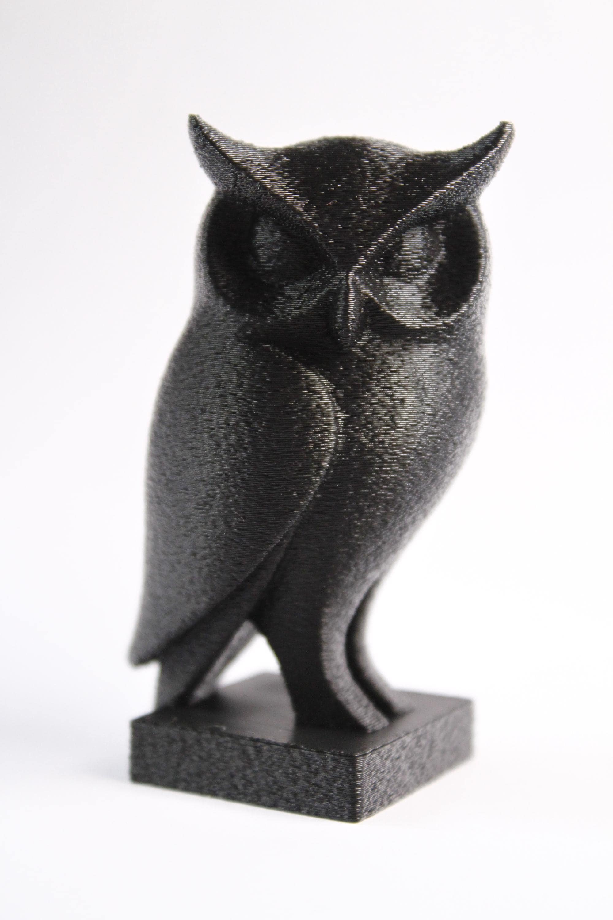 Statue Hibou Moderne – Sculpture Minimaliste Noire – Décoration Imprimée en 3D