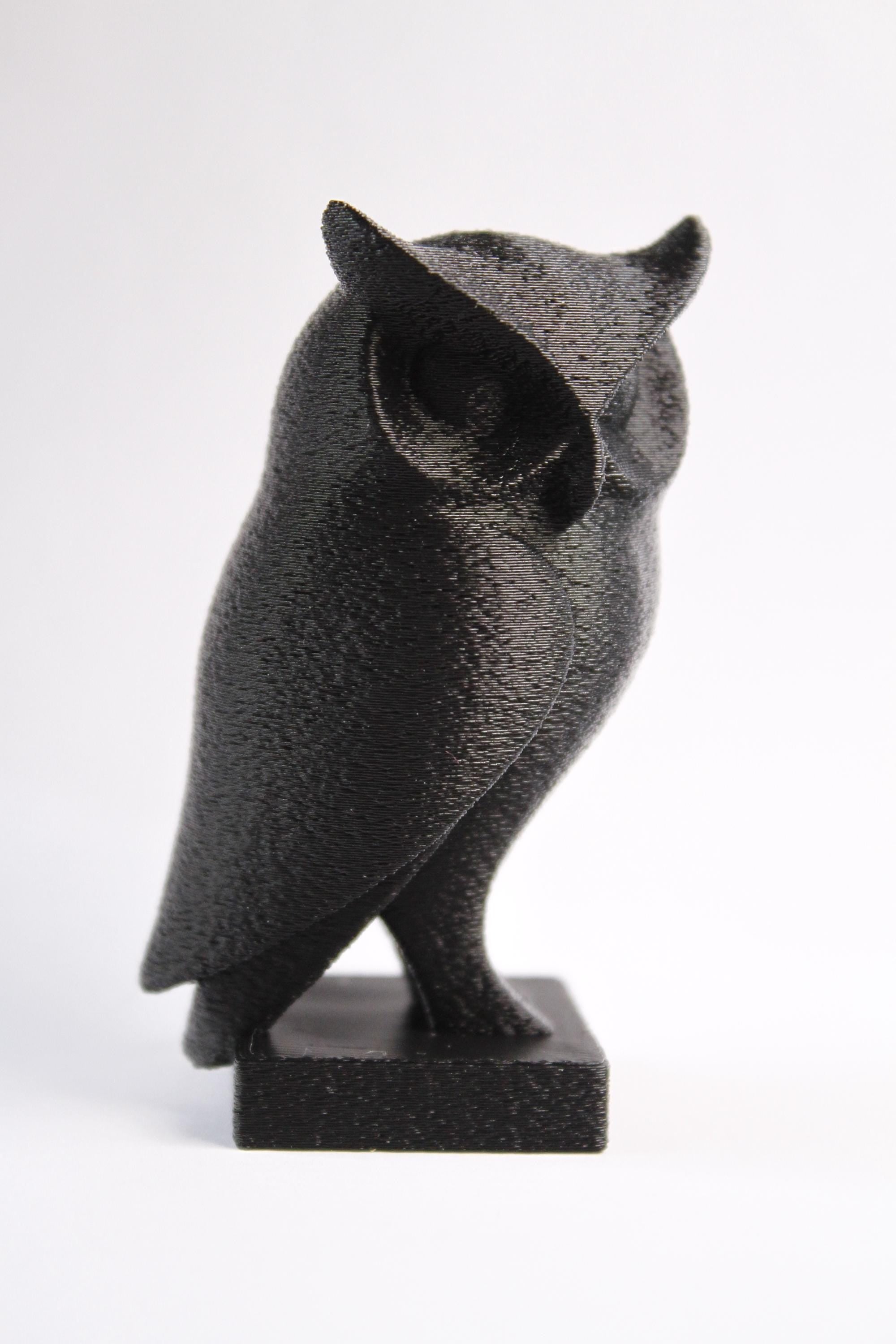 Statue Hibou Moderne – Sculpture Minimaliste Noire – Décoration Imprimée en 3D