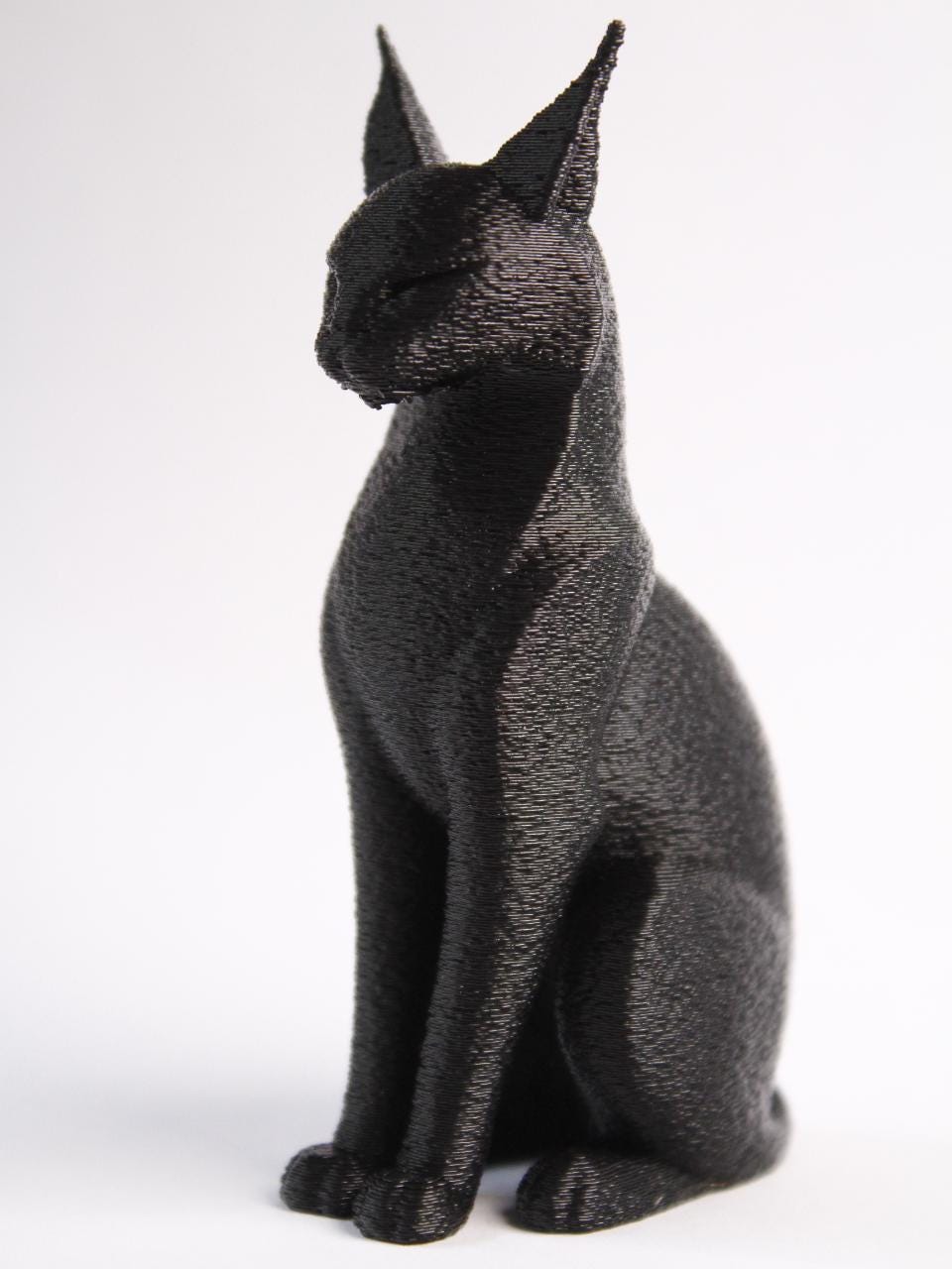 Statue Chat Égyptien Noir – Sculpture Minimaliste Moderne – Décoration Imprimée en 3D