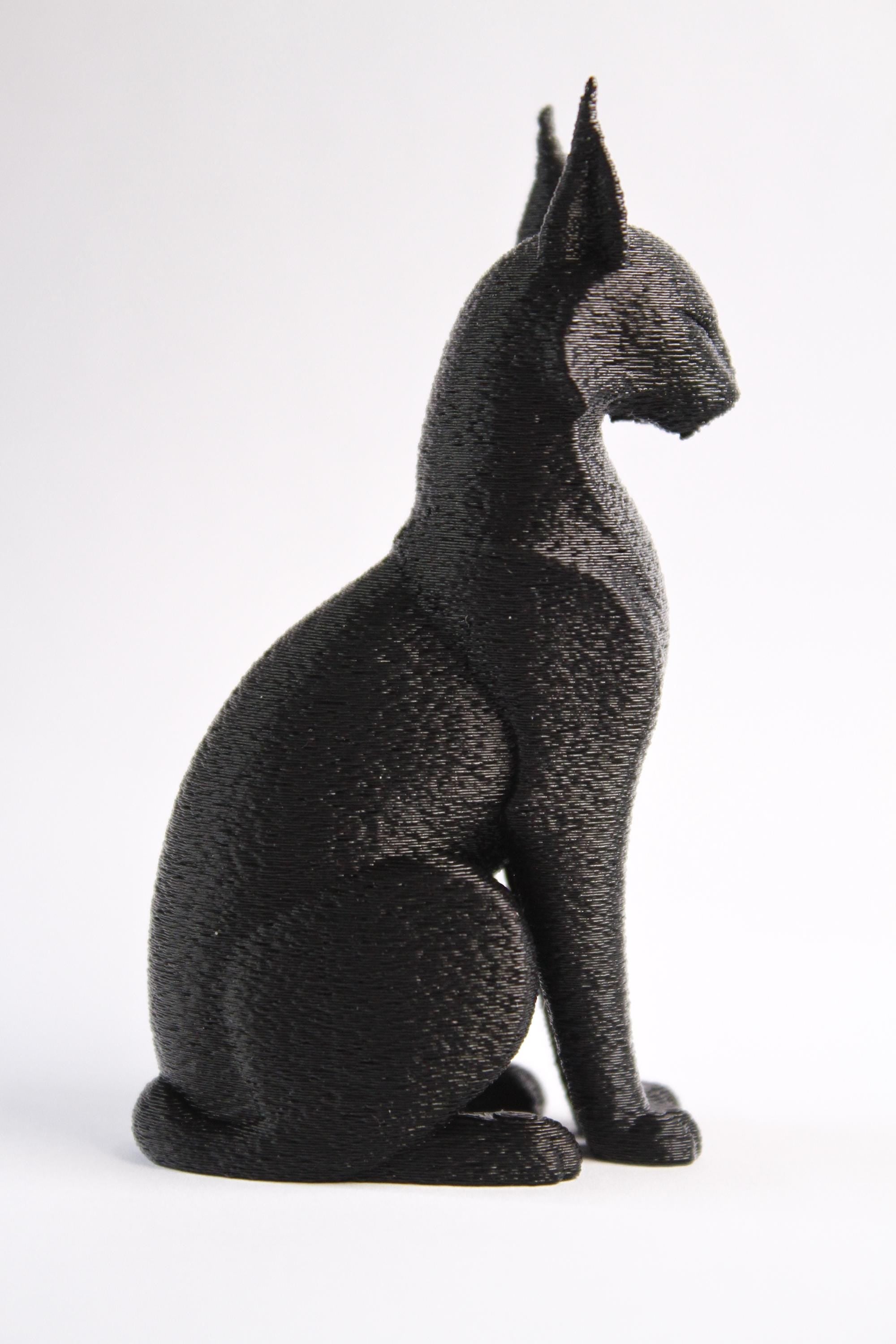 Statue Chat Égyptien Noir – Sculpture Minimaliste Moderne – Décoration Imprimée en 3D