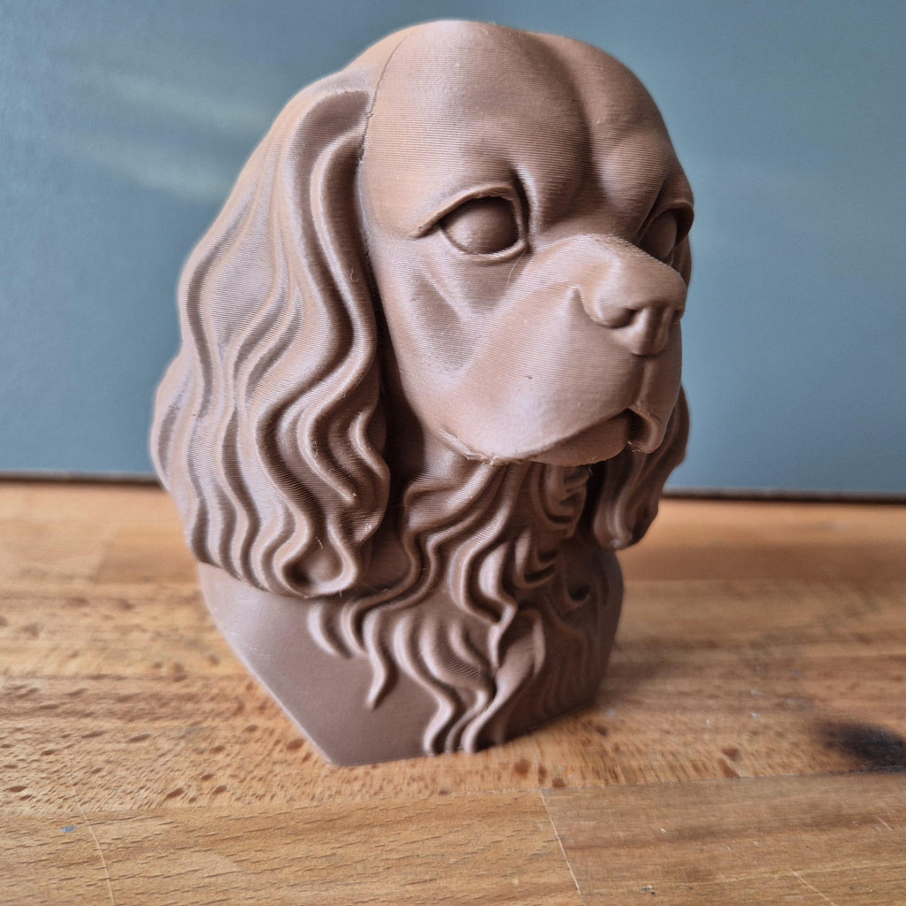 Buste Chien Cavalier King Charles – Statue Décorative Moderne – Sculpture Imprimée en 3D