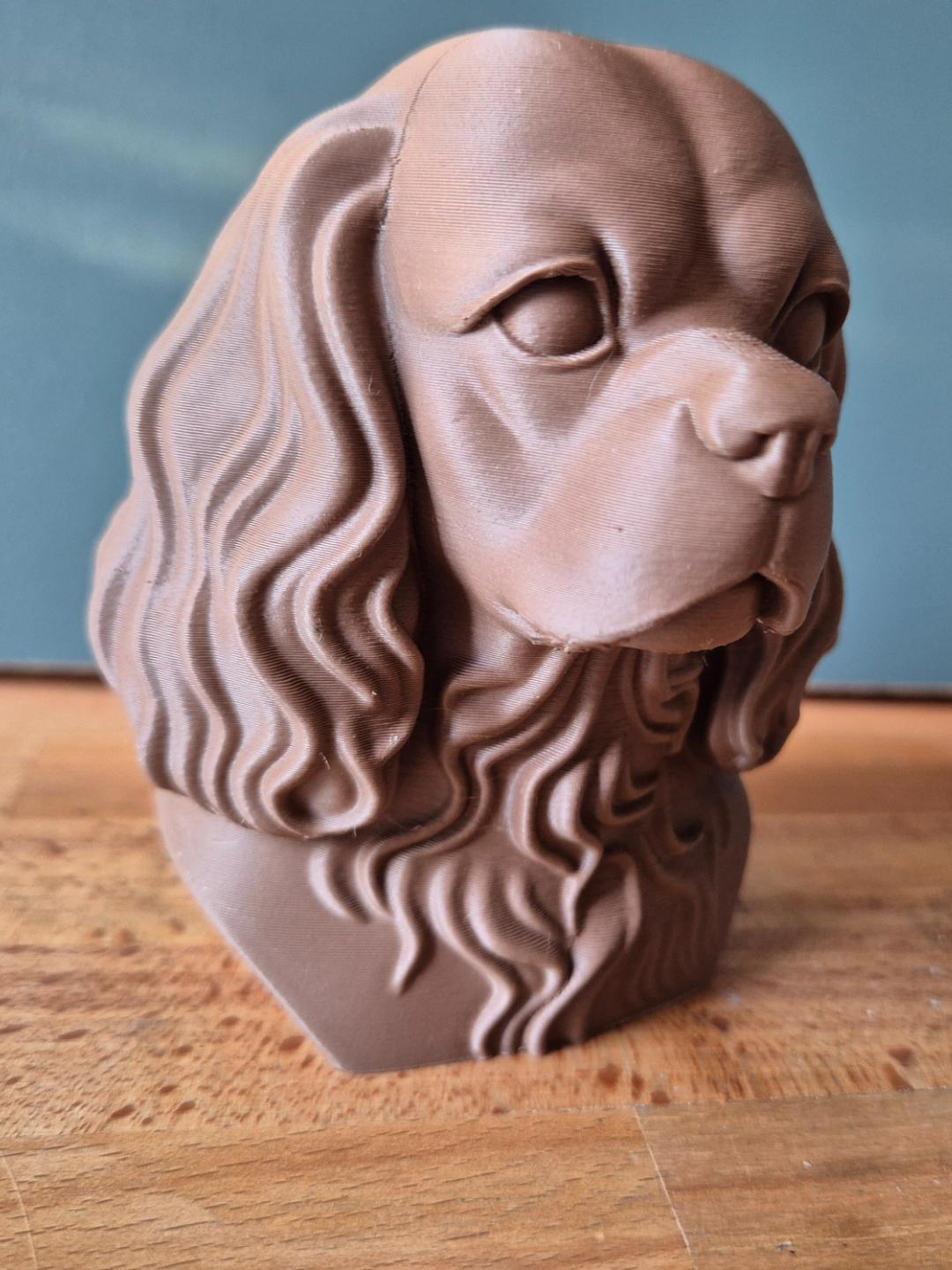 Buste Chien Cavalier King Charles – Statue Décorative Moderne – Sculpture Imprimée en 3D