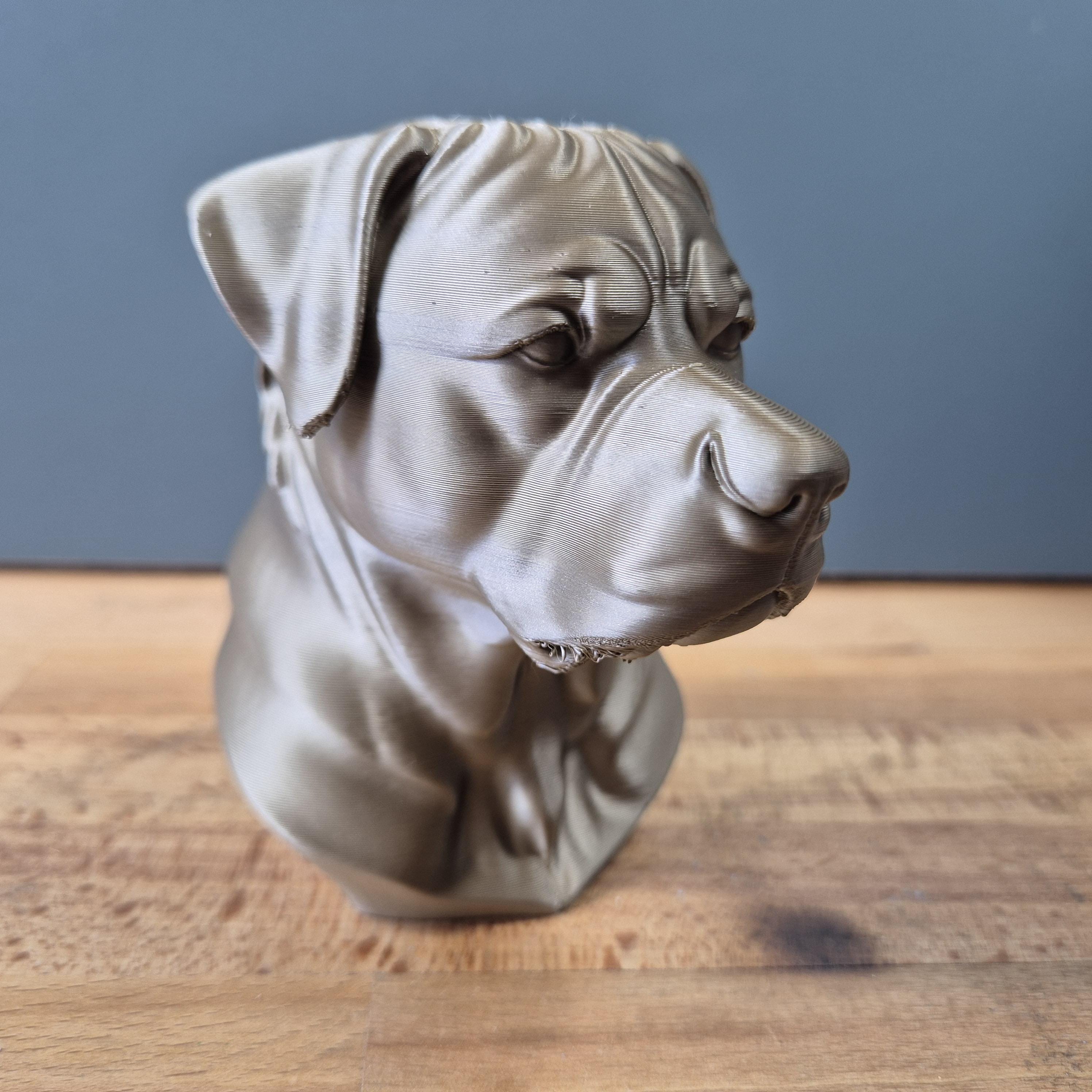 Buste Rottweiler – Statue Chien Moderne – Sculpture Décorative Imprimée en 3D