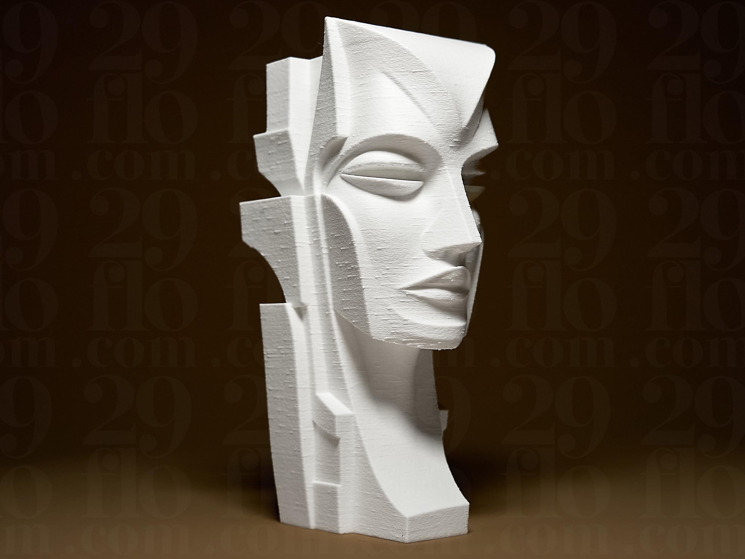 Statue Visage Abstrait Moderne – Sculpture Géométrique Minimaliste en Impression 3D | Décoration Contemporaine
